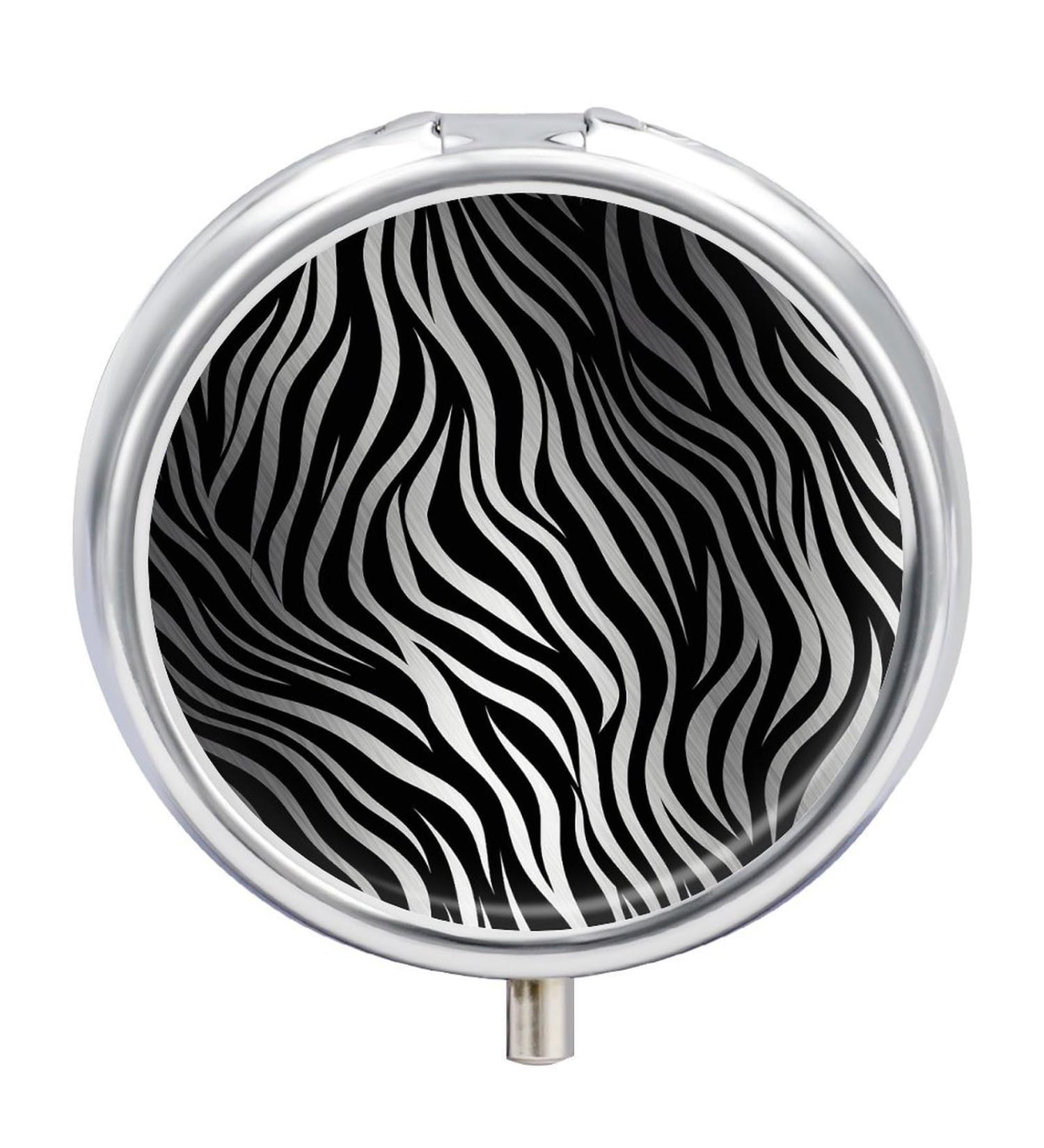 Portable Zebra Print Pill Box | 3 Compartment Travel Medicine Organizer for Purse & Pocket - Buy Online on GoSupps.com