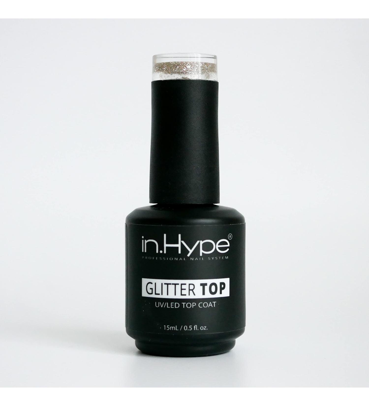 IN.HYPE Gel Top Coat UV/LED Cured Glitter Gold Foil Flakes UV/LED Cured Gold,Silver 0.5 Fl Oz (Pack of 1)