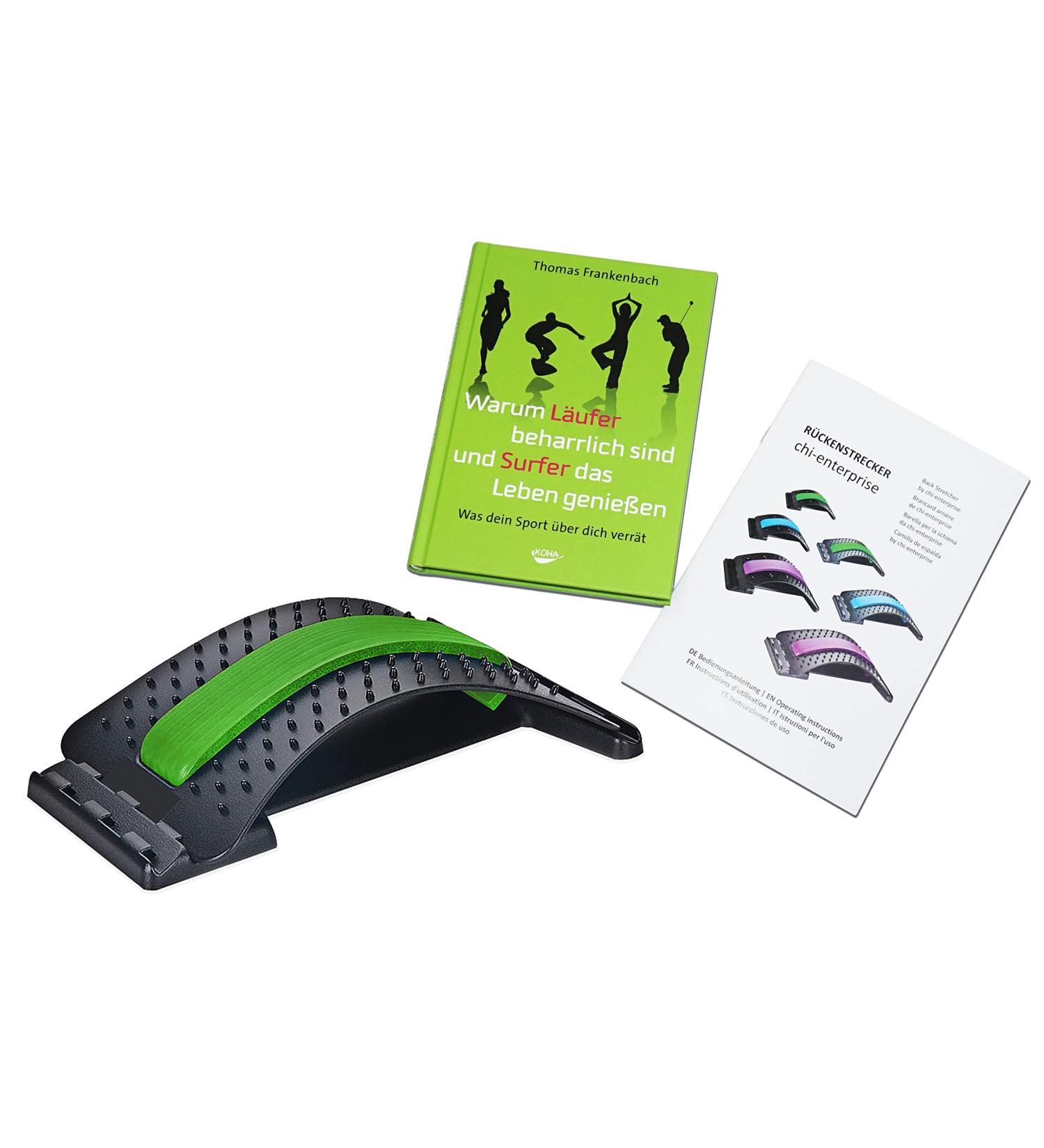 Chi-Enterprise Back Stretcher Green - Enhance Flexibility with Thomas Frankenbach's Book on Runners & Surfers - Buy Online on GoSupps.com