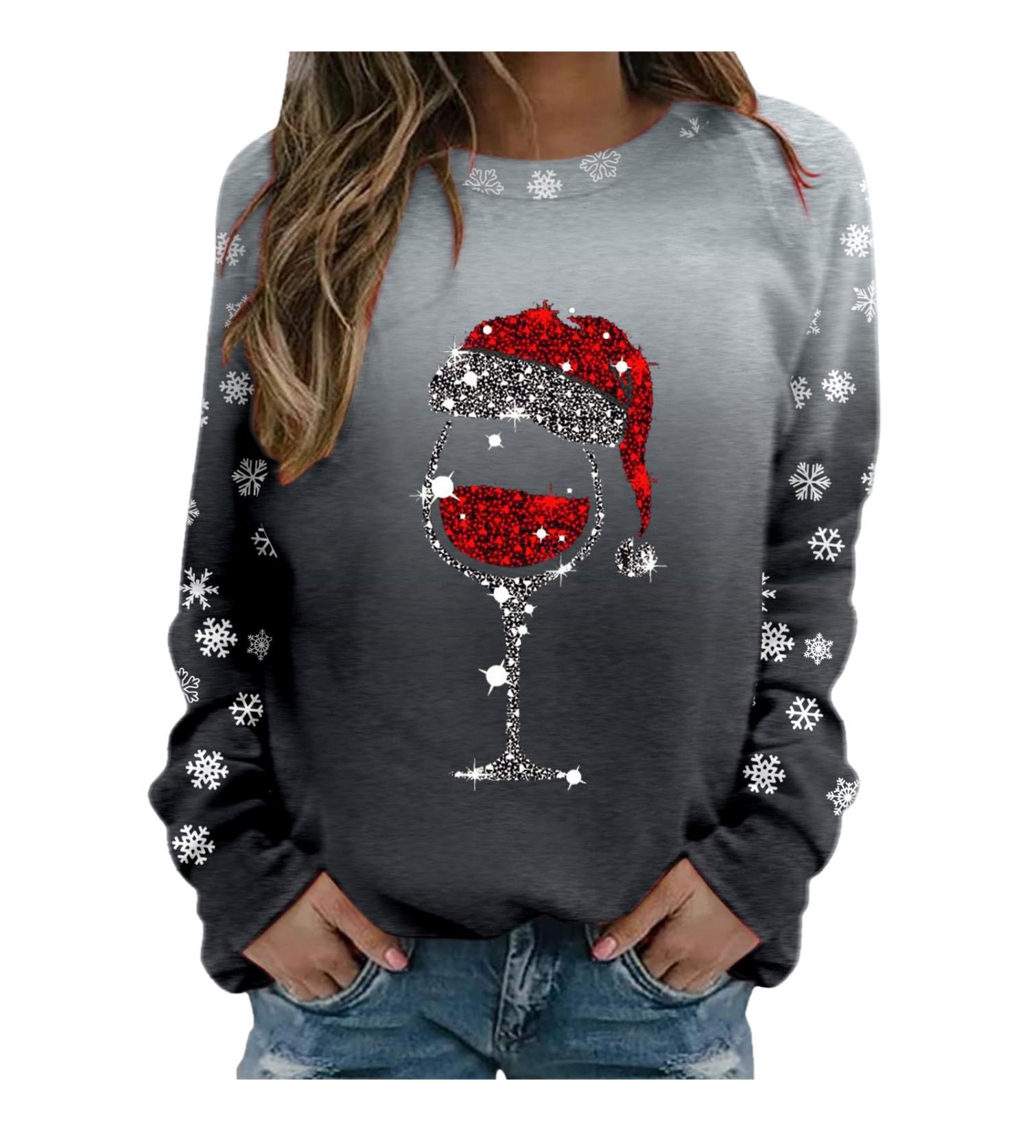 Womens Christmas Sweatshirt Cute Snowman Penguin Print O-Neck Raglan Top - Comfy Warm Xmas Jumper | XXL - Buy Online on GoSupps.com