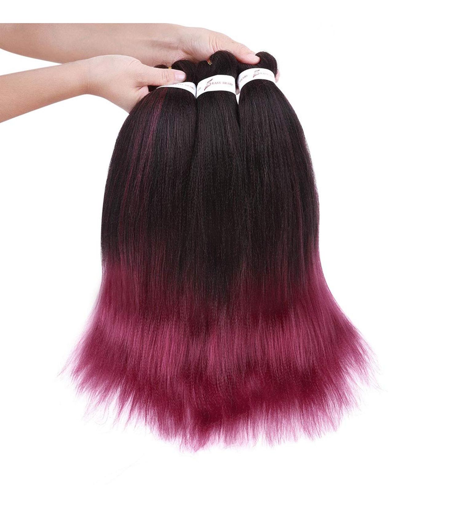 50cm EZ Pre-Stretched Lichen Hair Extensions - Professional Soft Yaki Texture Box Crochet Braids - Hot Water Braids - 3 Bundle Set (20 Inches) Black to Dark Red - Buy Online on GoSupps.com