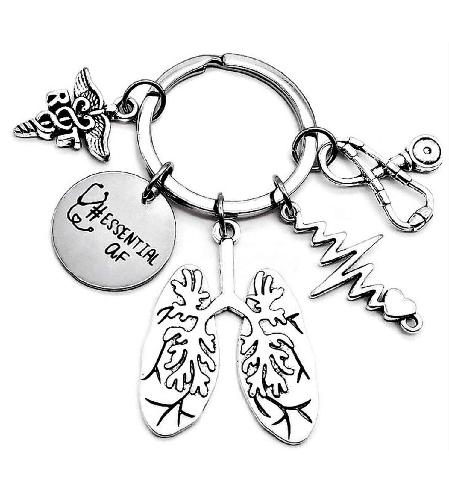 Kit's Kiss RT Respiratory Therapist Keychain - Anatomical EKG Heartbeat Gift for Lung Specialist | Essential Pulmonary Care Accessory | 1.26" Silver Key Ring - Buy Online on GoSupps.com