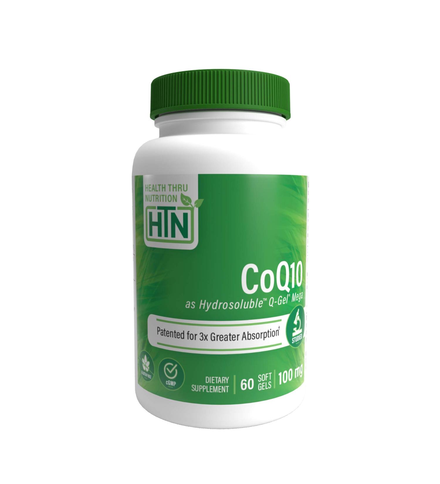 Health Thru Nutrition Q-Gel CoQ-10 100mg with Vitamin E | 3X Absorption for Cardiovascular & Mitochondrial Support | 60 Softgels Buy Online Internationally - Buy Online on GoSupps.com