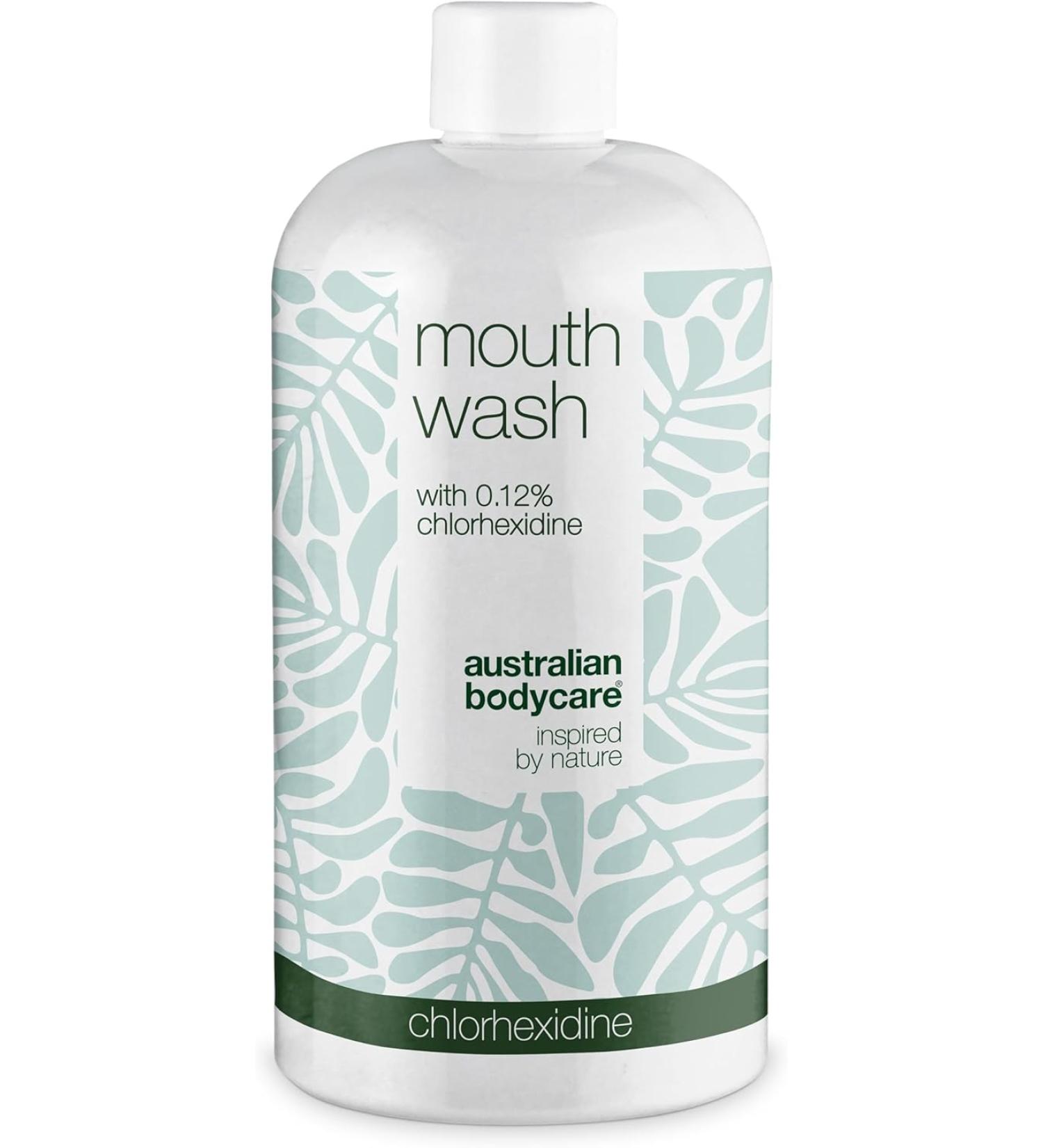 Mouth Flushing with Chlorhexidine & Tea Tree Oil - 500ml | Relieves Gum Pain & Bleeding | Healthy Oral Hygiene | Vegan & Dermatologically Tested - Buy Online on GoSupps.com