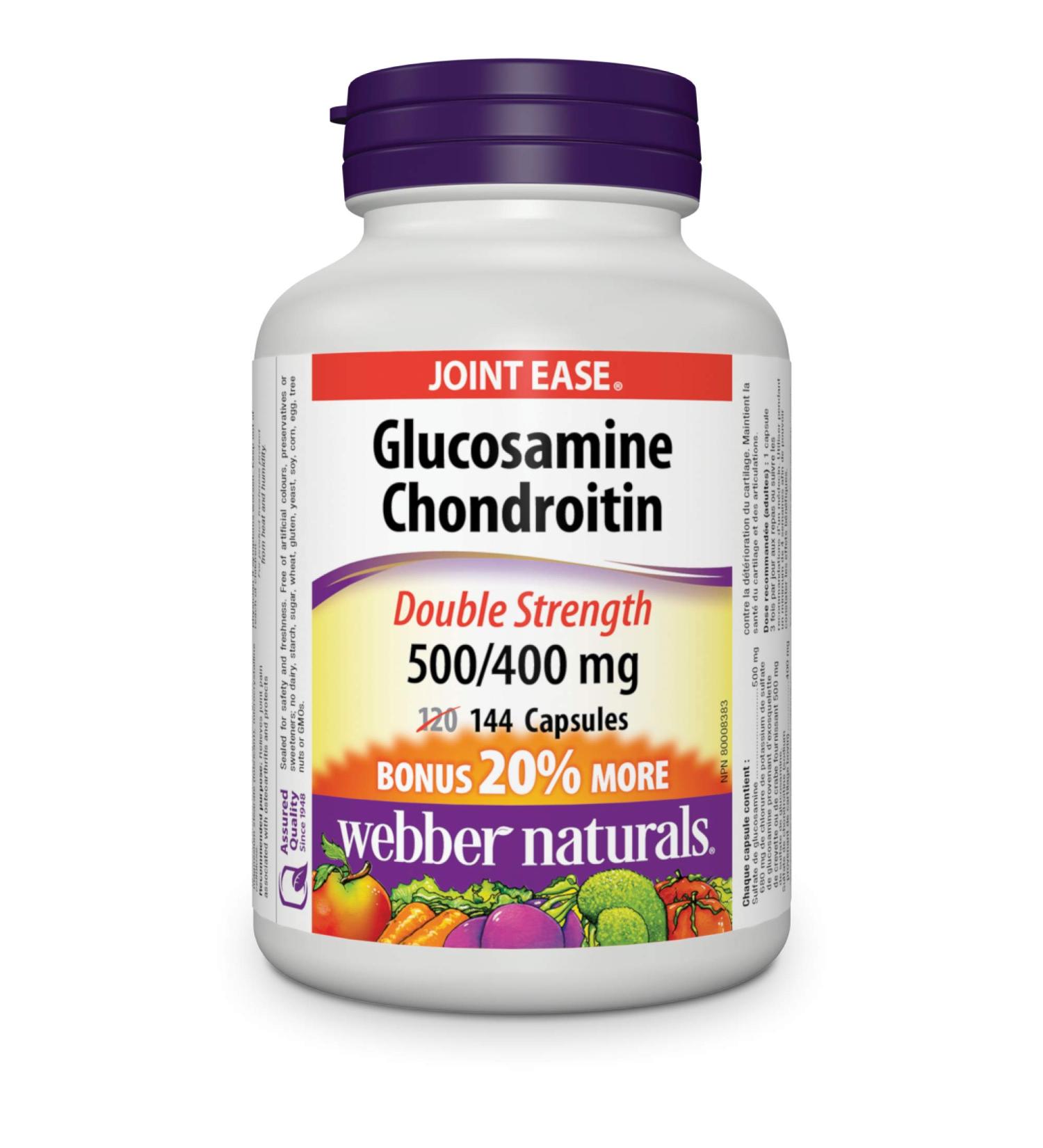 Webber Naturals Glucosamine Chondroitin Double Strength 144 Capsules Helps Relieve Joint Pain Associated with Osteoarthritis NUTRITIONAL_SUPPLEMENT - Buy Online on GoSupps.com