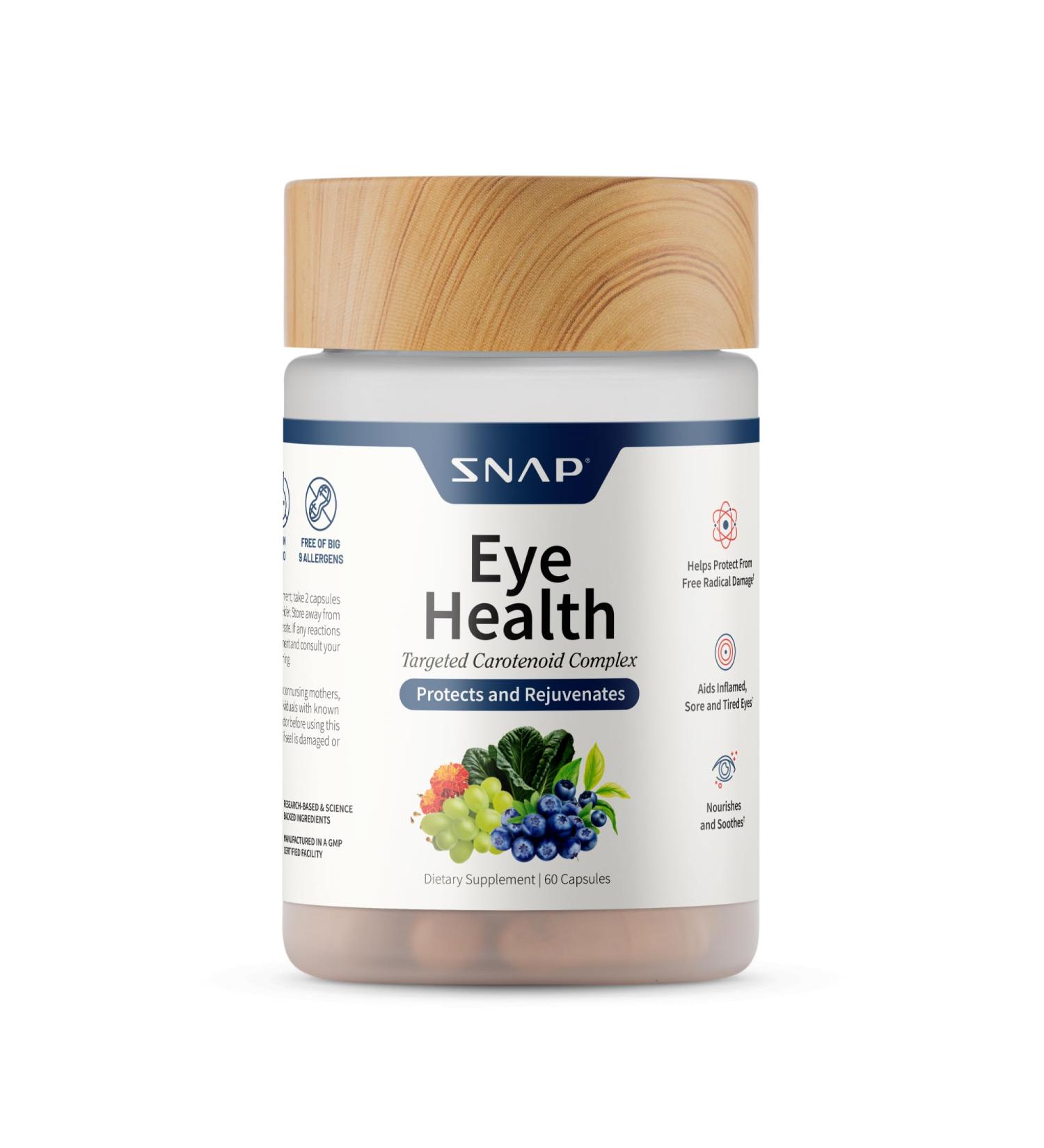 Snap Supplements Eye Health Capsules with Lutein, Zeaxanthin, Bilberry & Lycopene Supports Vision, Eye Function & Overall Eye Health 60 Capsules - Buy Online on GoSupps.com