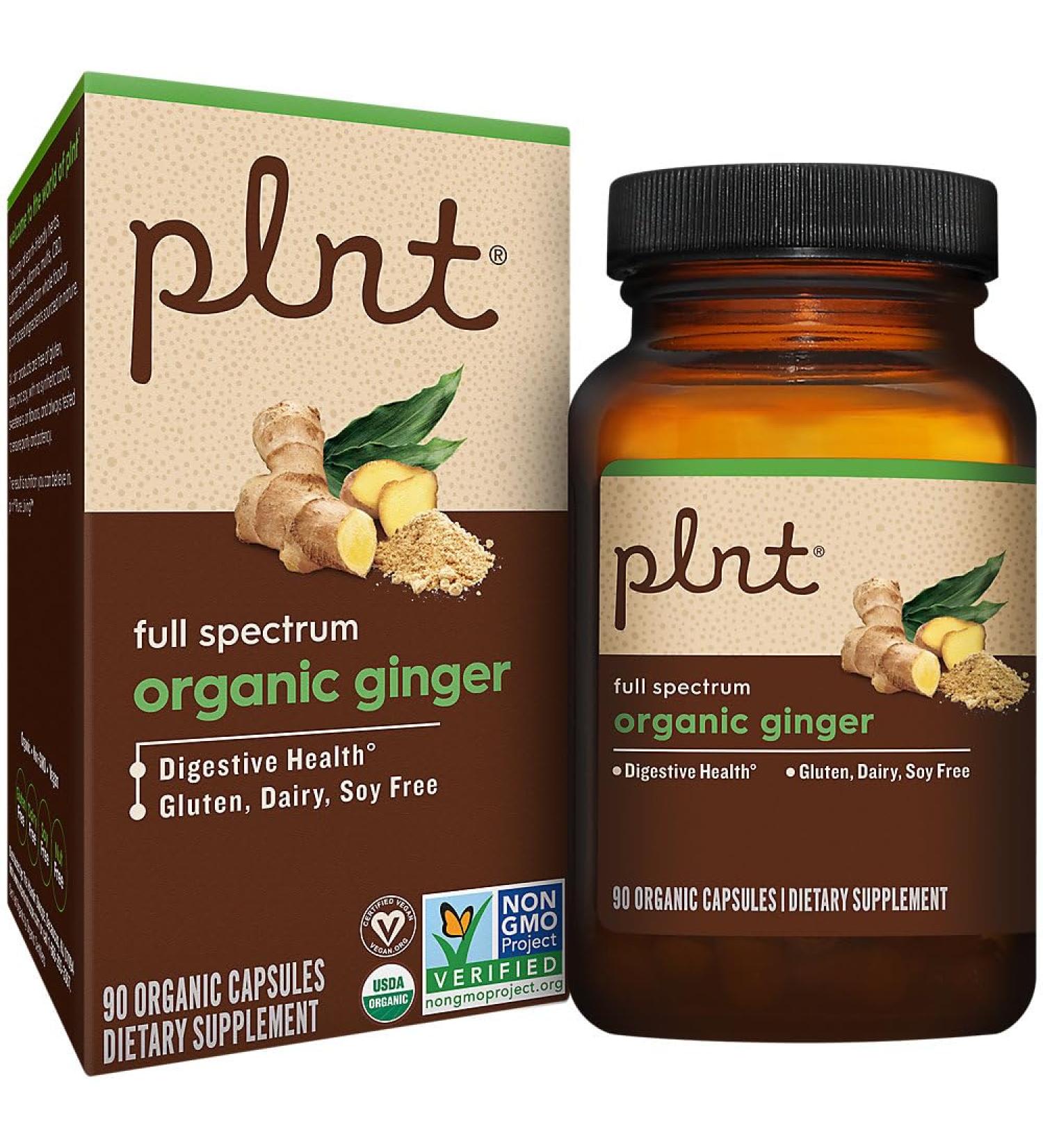plnt Organic Ginger for Digestive Health Support - 500 MG (90 Capsules) - Buy Online on GoSupps.com