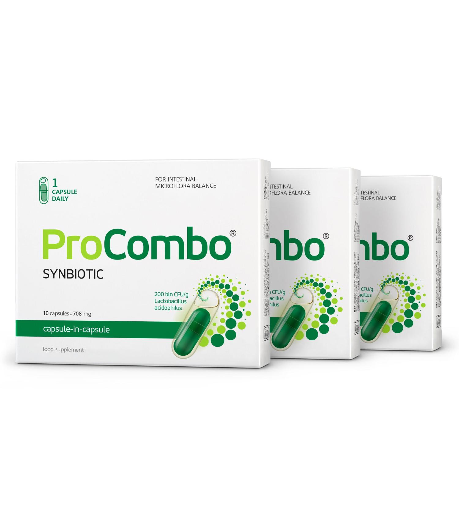 ProCombo - The Smart synbiotic with targeted delivery of The Good Bacteria. Double Capsule and Liquid Formula for Fast Results. 1 Capsule per Day(Pack of 3) - Buy Online on GoSupps.com