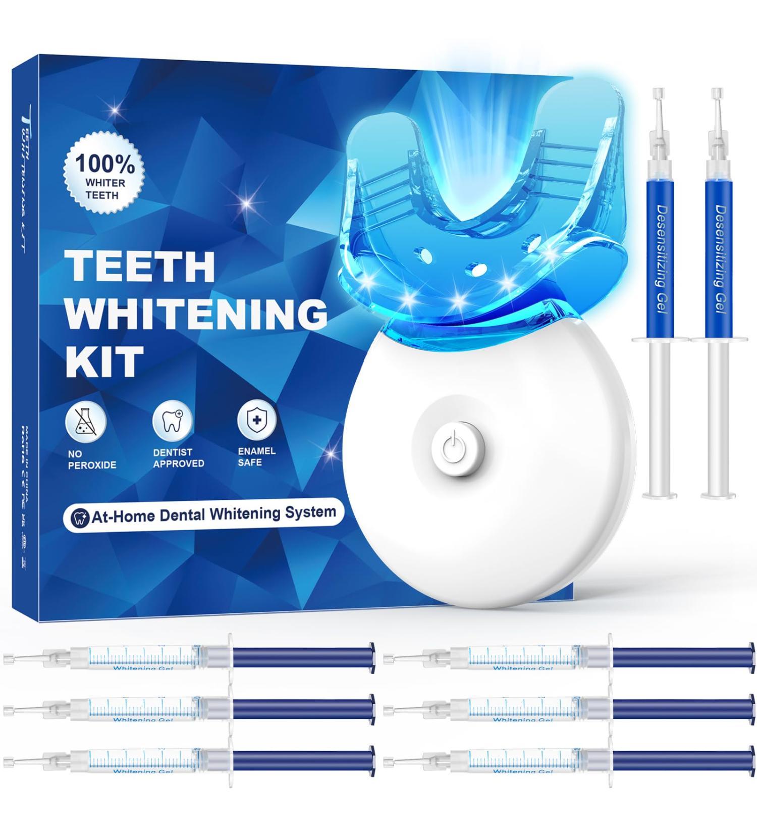 Celakeety Teeth Whitening Kit: Pap Teeth Whitener for Sensitive Teeth- Professional Tooth Whitening Kit Dental Tools with Mouth Tray 6 Teeth Whitening Gels 2 Desensitizing Gels and Storage Case - Buy Online on GoSupps.com