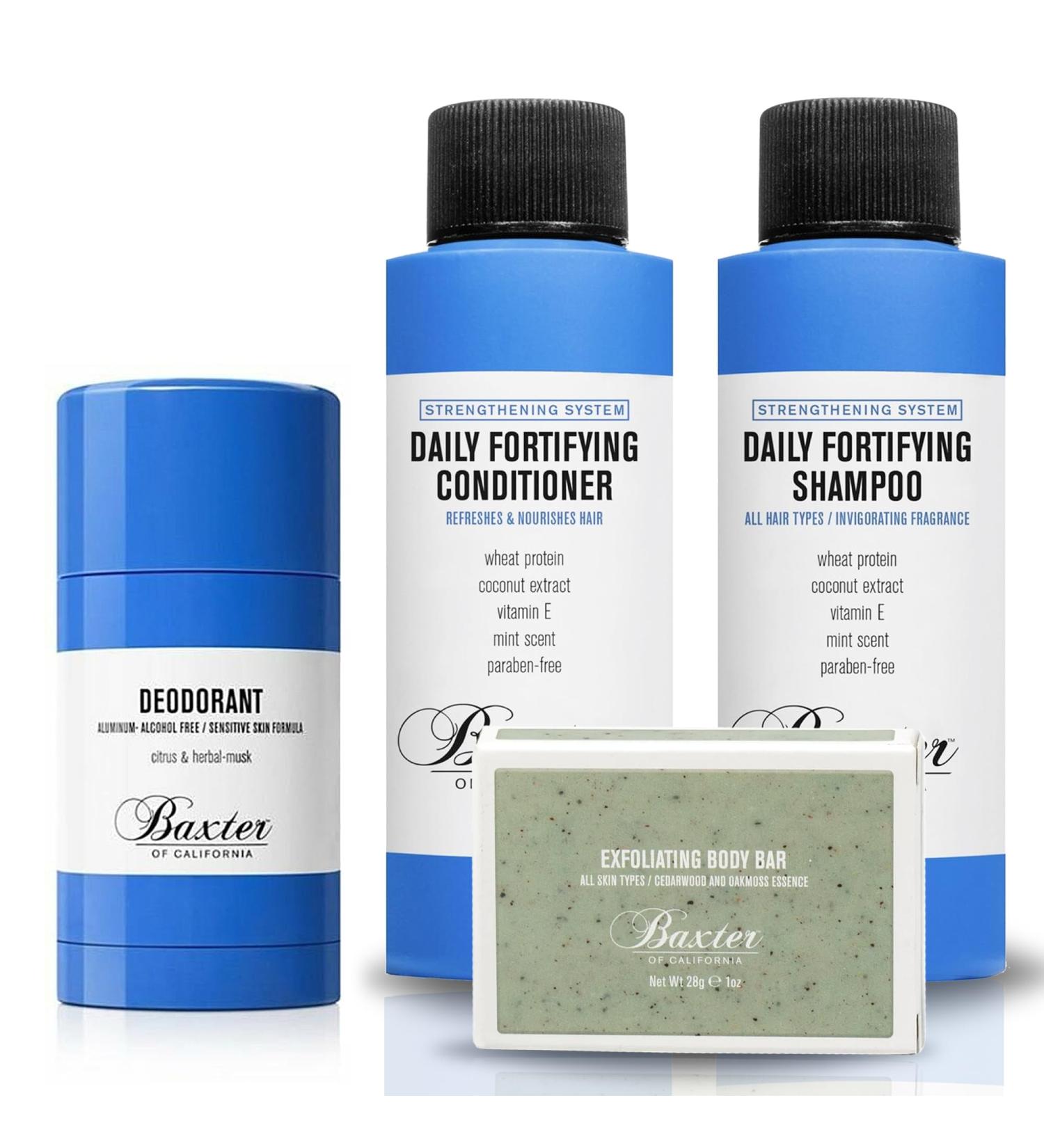 Baxters of California Travel Kit Men's Shower Set Travel Shampoo | Travel Conditioner | Travel Deodorant | Travel Exfoliating Cleansing Bar Refreshing and - Buy Online on GoSupps.com