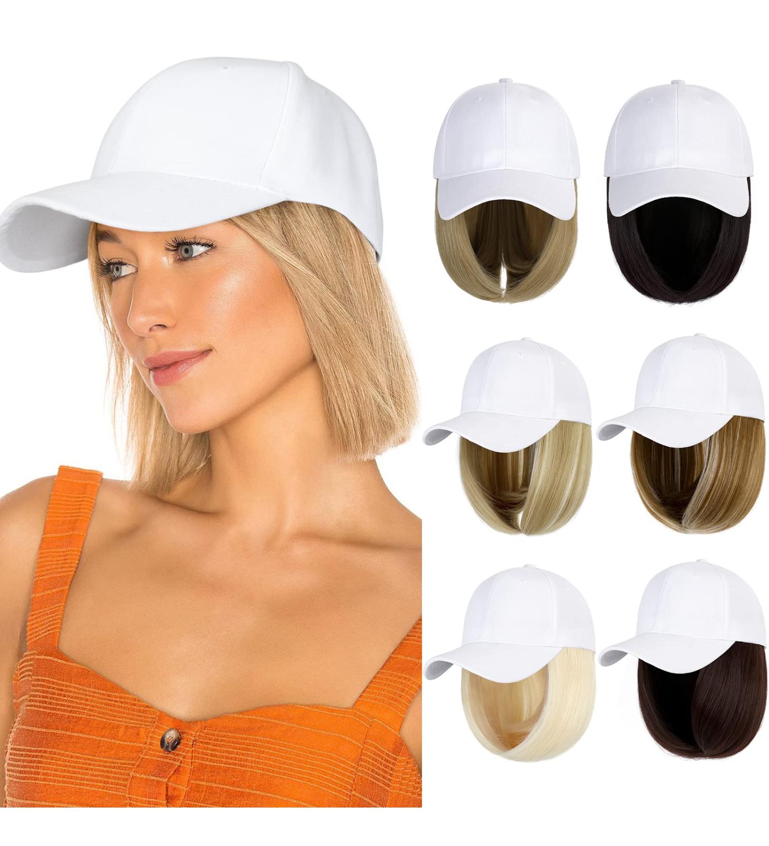 Lansigreen Baseball Cap with Hair Extensions - Short Straight 14'' Synthetic Hairpiece - Ash Blonde Mix Bleach Blonde - Women's Wig Hat - Buy Online on GoSupps.com