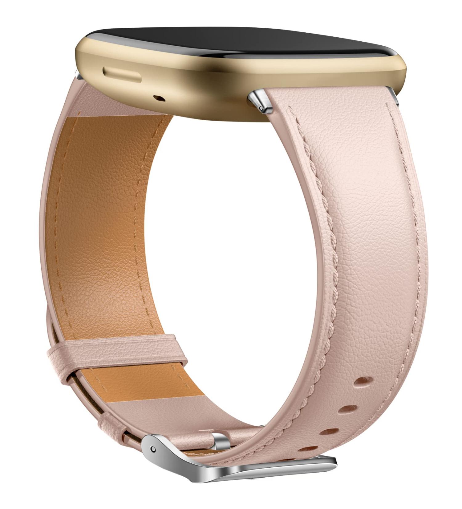 Dirrelo Real Leather Bracelet for Fitbit Versa 3 & 4 - Stylish Replacement Strap for Men & Women - Pink Scythe Bracelet Compatible - Buy Online on GoSupps.com