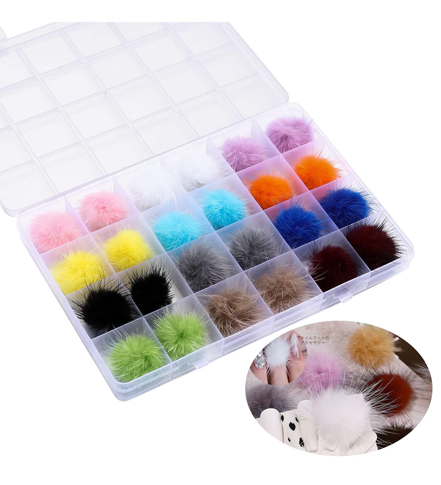 12 Colors Mixed Detachable Nail Art Decortaions 3D Charms Nail Poms Decorate Nail Art DIY Fluffy Plush Ball for Nail Magnetic Nail Pom Poms - Buy Online on GoSupps.com
