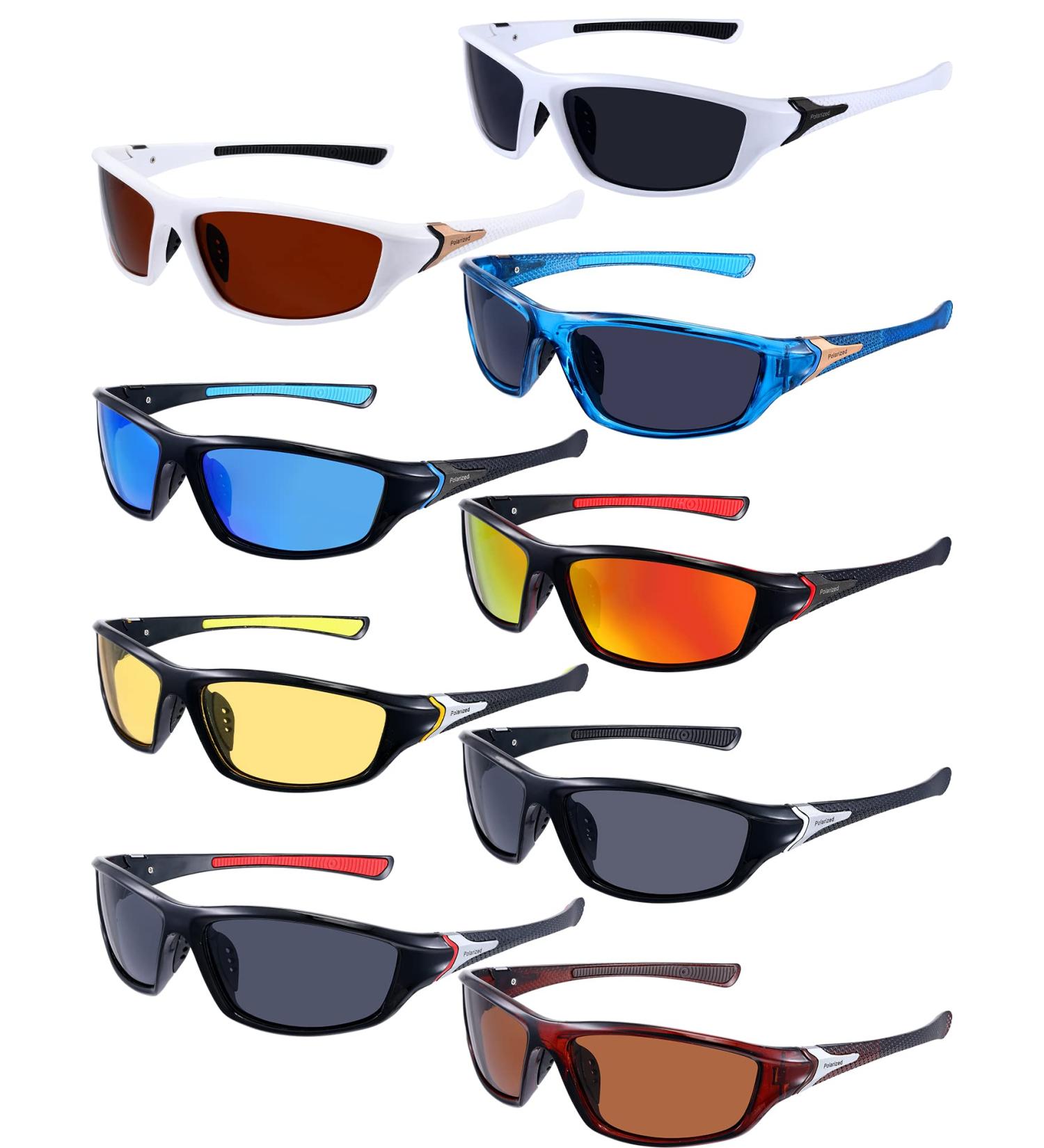 Polarized Sports Sunglasses for Men - 9 Pairs | Driving, Running & Tactical Shades - Buy Online on GoSupps.com