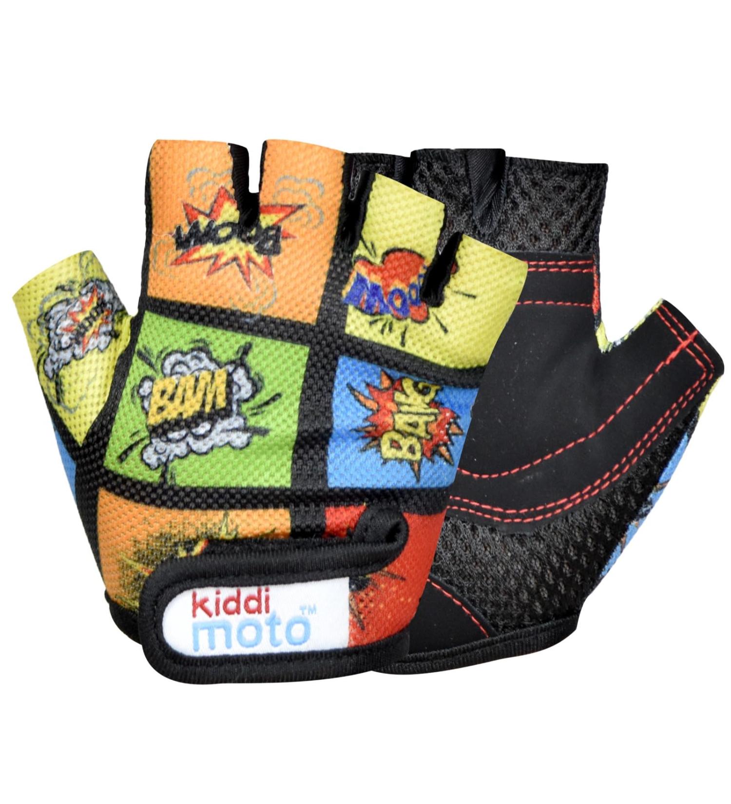 KIDDIMOTO Children's Fingerless Cycling Gloves for Boys & Girls - Bicycle Bike Gloves M (4-8y) - Fun Comic Design - Buy Online on GoSupps.com