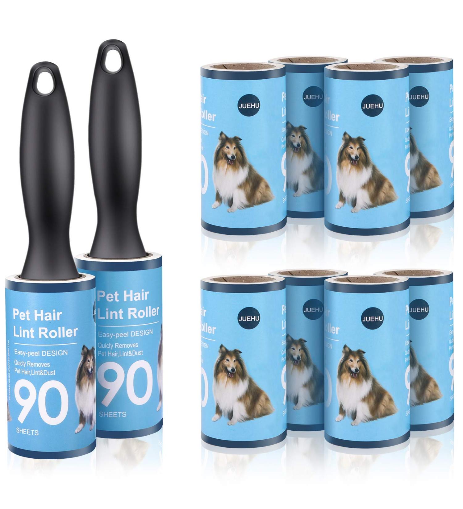 Juehu Lint Roll - 10 Pack 900 Sheets Fast & Easy Clothing Lint Roller with 2 Handles - Perfect for Dust Hair & Fluff Removal - Buy Online on GoSupps.com