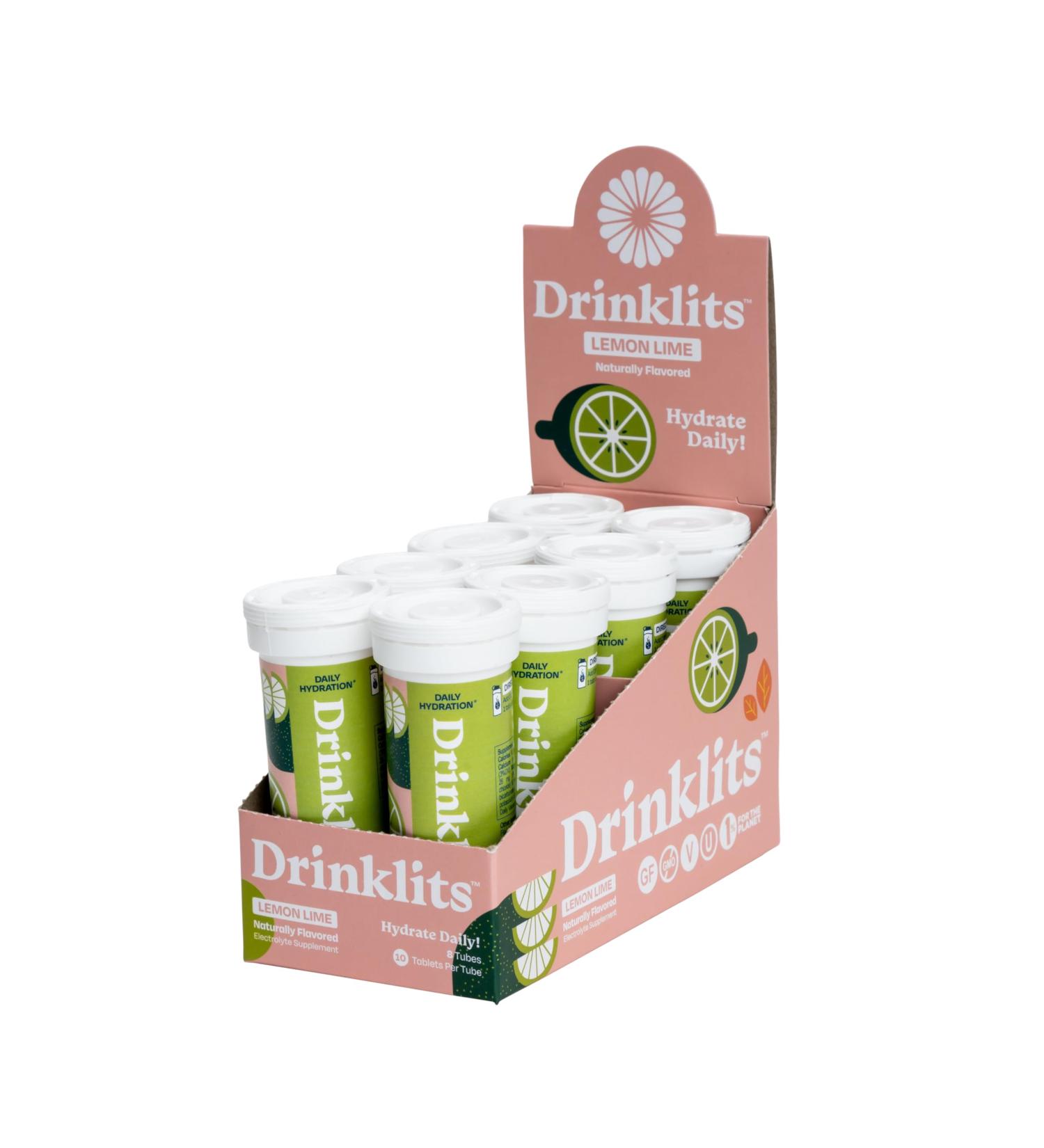 Drinklits Lemon-Lime Electrolyte Sports Drink Fizzy Hydration Tablets (8) Tube Bundle | Natural Flavors 0g Sugar Daily Use | 80 Servings - 10 Tablets Per Tube - Buy Online on GoSupps.com