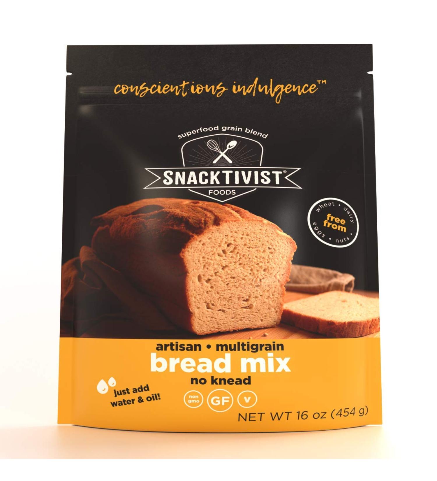 Snacktivist Foods Artisan Multigrain Bread Mix - Gluten-Free, Non-GMO, No Knead, Easy 16 oz - Buy Online on GoSupps.com