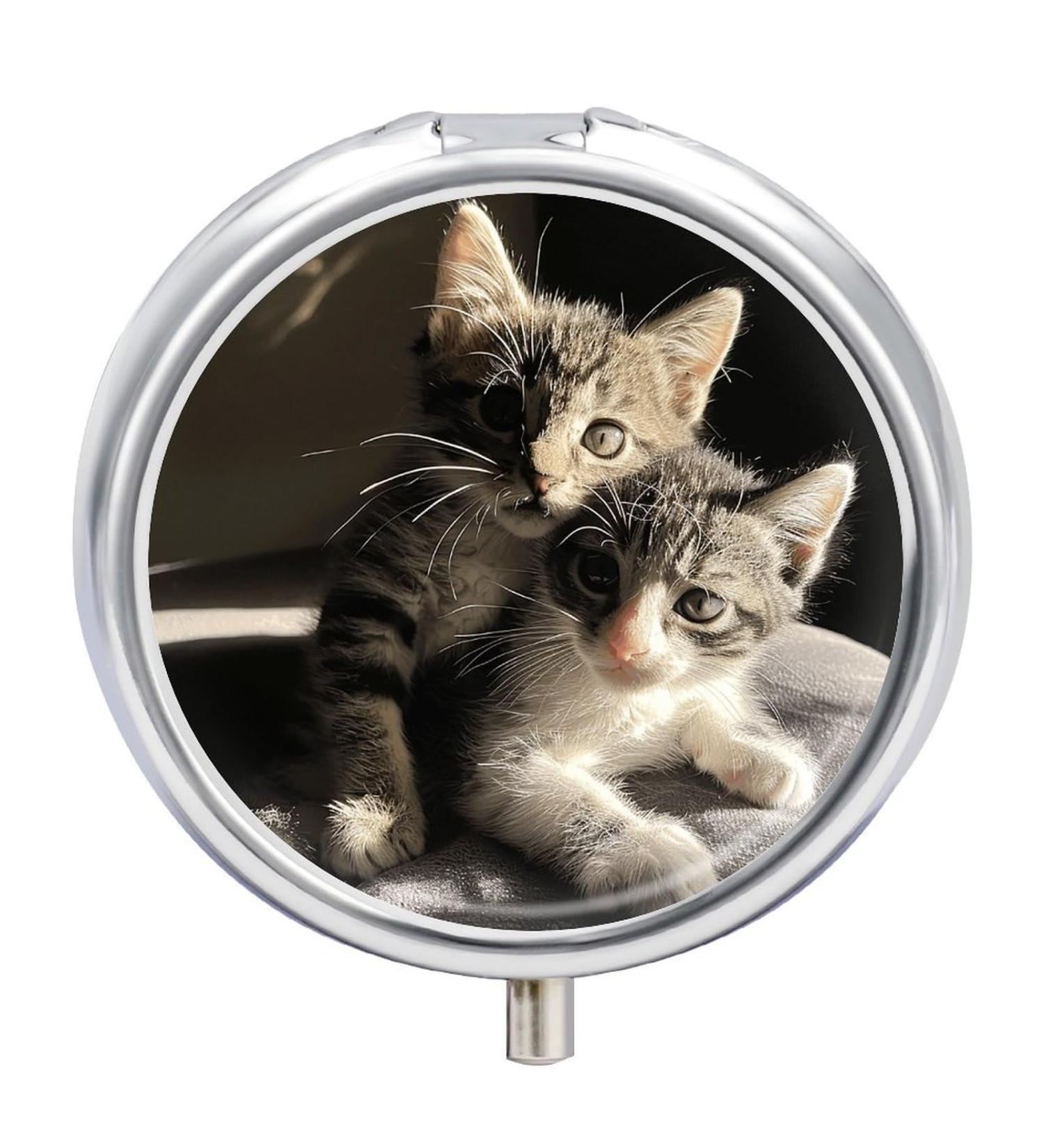 Travel Pill Box with Cats - 3 Compartment Portable Pill Organizer for Purse & Pocket - Buy Online on GoSupps.com
