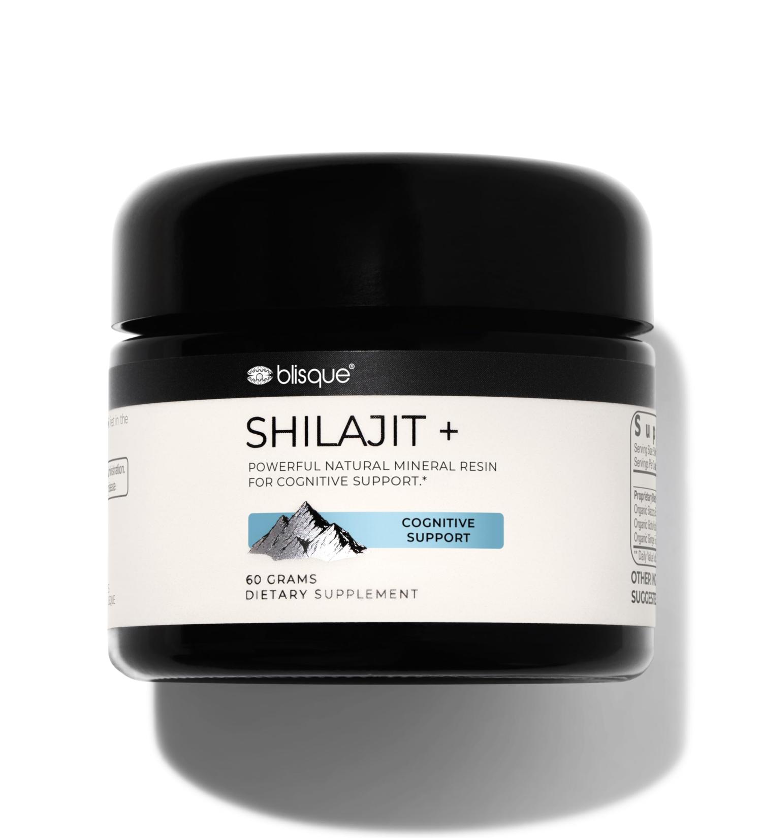 Blisque - Pure Himalayan Organic Shilajit Resin Supplement | for Cognitive Support | with Organic Bacopa and Gotu Kola | Authentic and Natural | 60 Grams - Buy Online on GoSupps.com