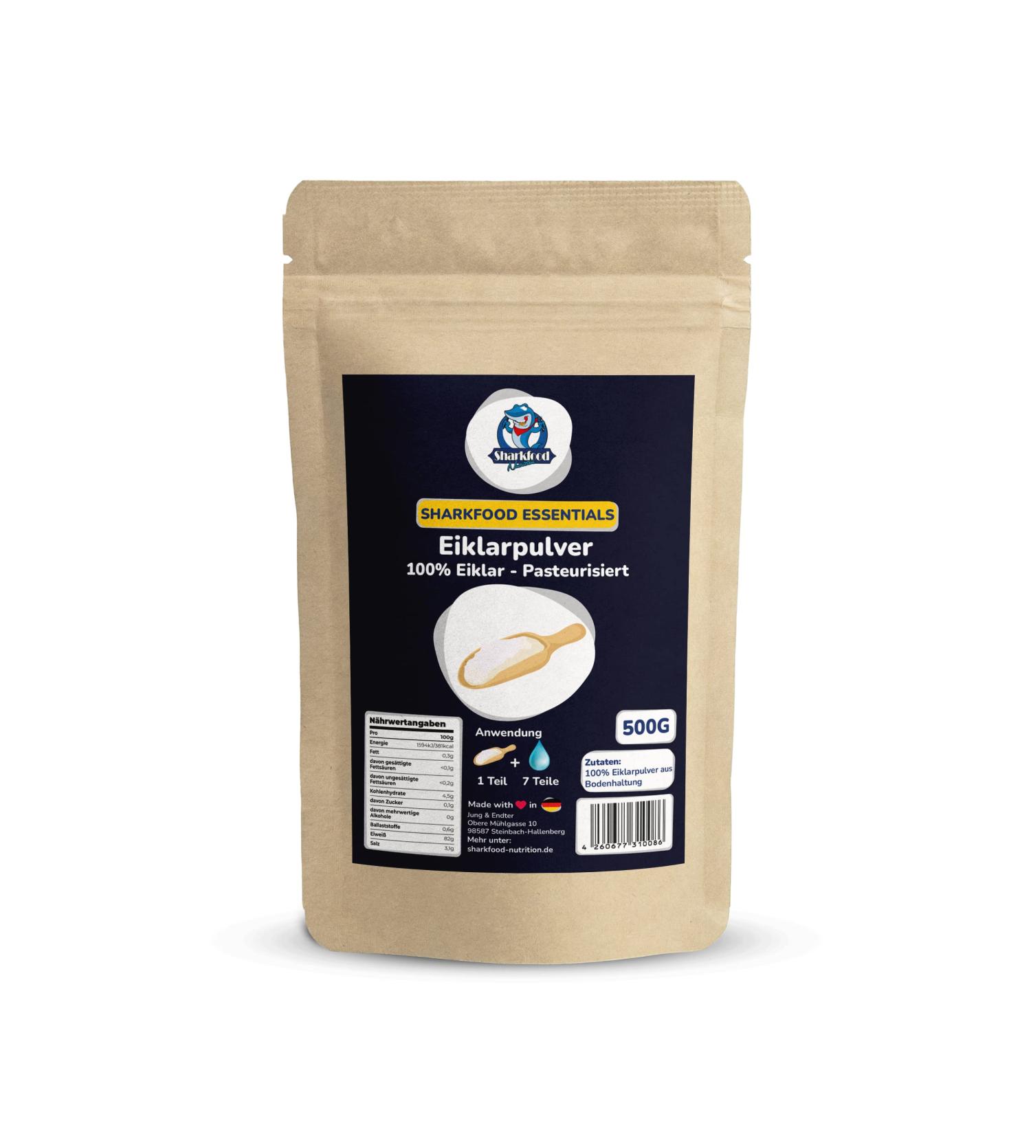 Sharkfood Egg Clares 500g - 100% Chicken Protein Powder for Baking & Cooking - Low Carb Keto-Friendly Shake - 82% Protein Content - Buy Online on GoSupps.com