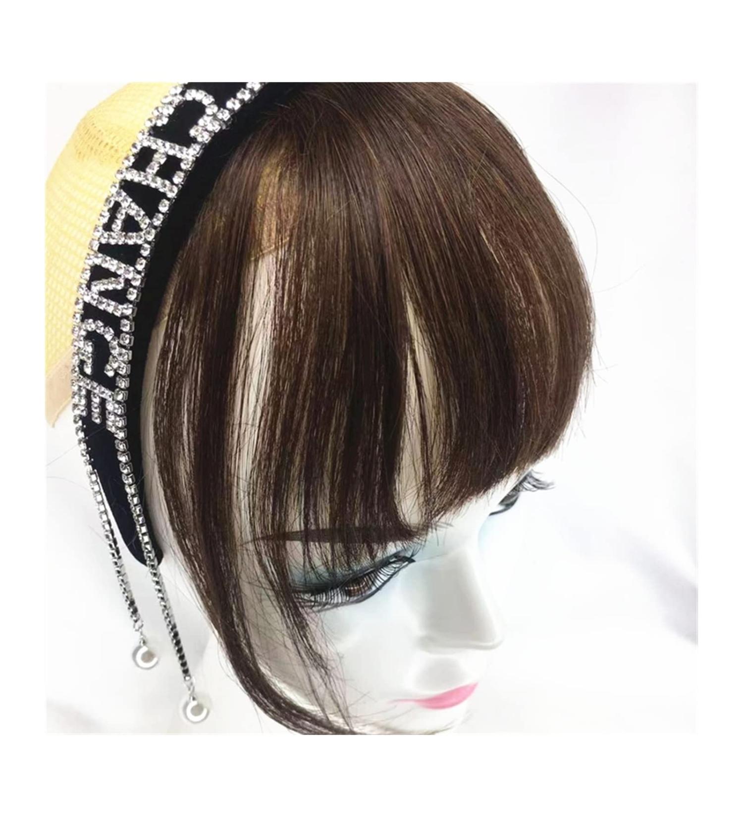 Bangs Bangs Hair Human Hair Bangs Neat Fringe Hair Extensions with Headband for Girl Women Blunt Bangs In Hair Extensions Hairpieces Non-remy Brazilian Hair for Women Curved Bangs for Daily Wear (C Dark Brown - Buy Online on GoSupps.com