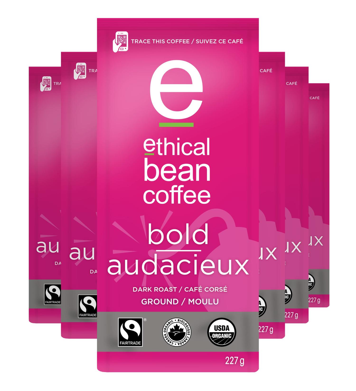 Ethical Bean Coffee Bold Dark Roast Fairtrade Organic Coffee 227g (Pack of 6) 1.36 kg (Pack of 1) Bold Dark Roast - Buy Online on GoSupps.com