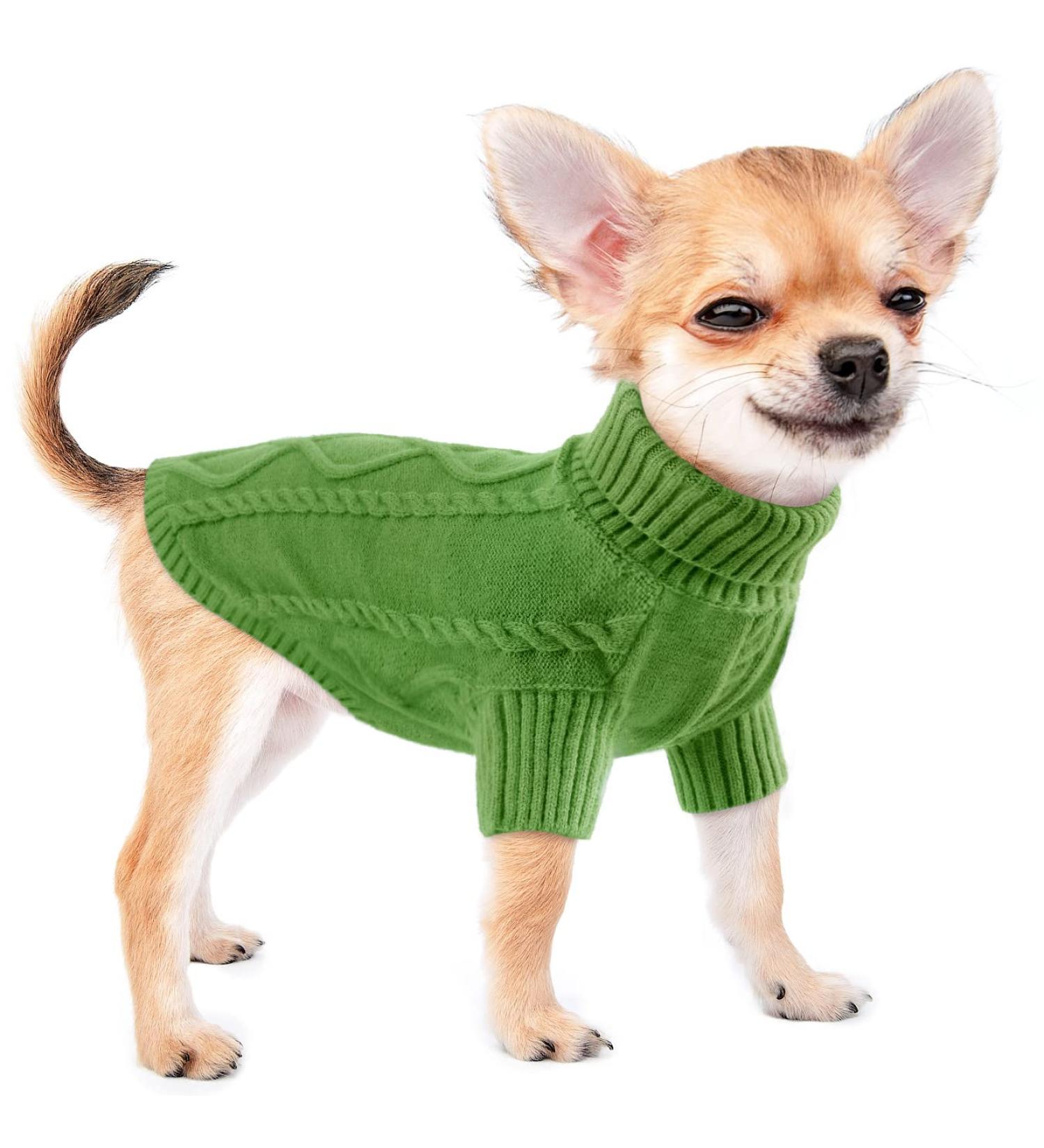Alagilrs Knitted Dog Sweater Vest - Soft & Warm Crochet Winter Clothing for Small & Medium Dogs | Green - Buy Online on GoSupps.com