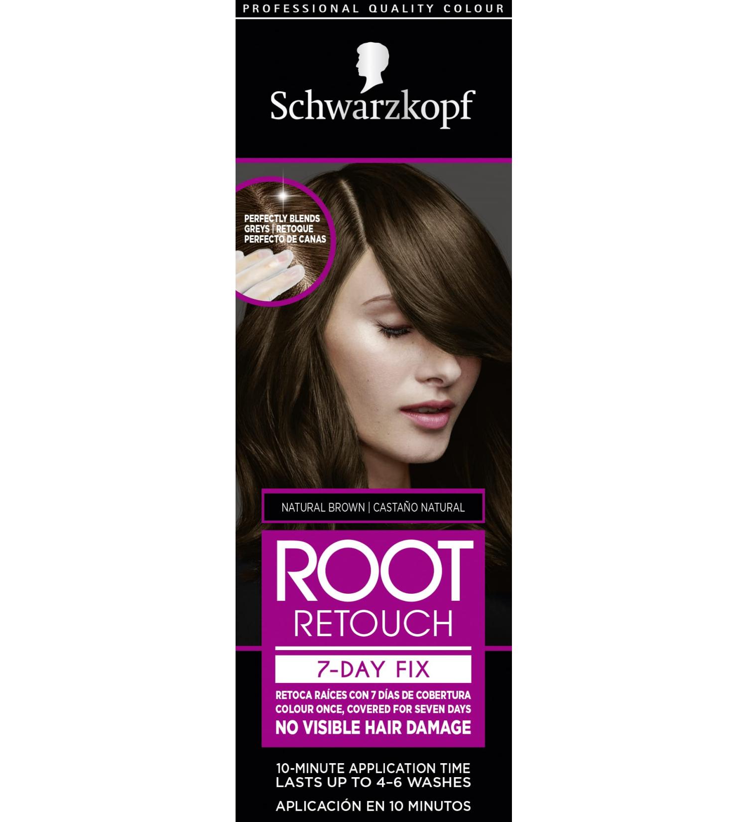 Schwarzkopf Root Retouch 7-Day Fix Semi-permanent Root Concealer Brown Hair Dye Ideal for Touching Up Grey Root Regrowth Ammonia Free Natural Brown 60 ml Natural brown 1 count (Pack of 1) - Buy Online on GoSupps.com