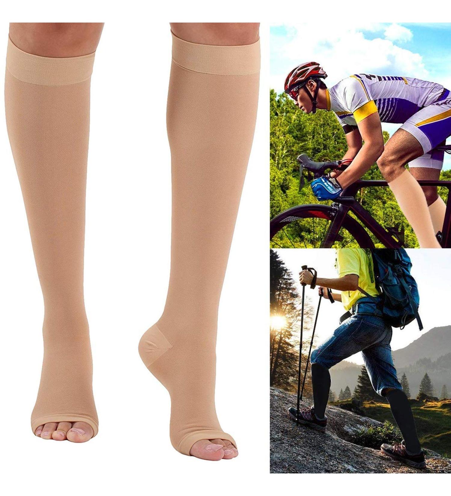 23-32 mmHg Open Toe Compression Socks for Varicose Veins - Skin Color Size M - Medical-Grade Stockings - Buy Online on GoSupps.com