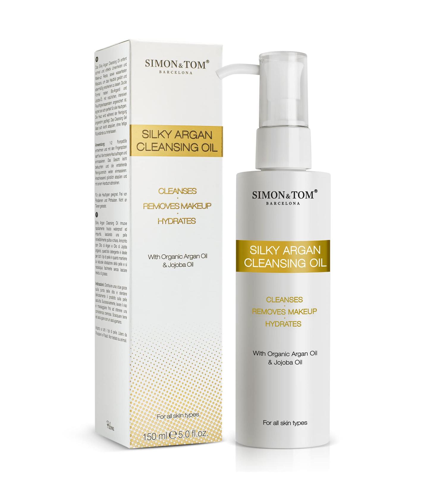 Simon & Tom Silky Cleansing Argan Oil - Hydrating Makeup Remover for Face, Lips, and Eyes 5.07 fl.oz - Buy Online on GoSupps.com