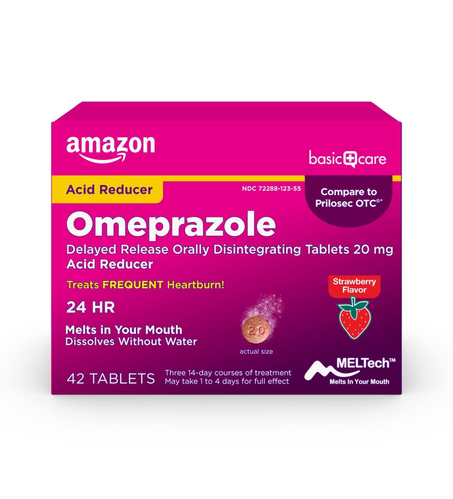 Amazon Basic Care Omeprazole Orally Disintegrating Tablets Strawberry 42ct - Buy Online on GoSupps.com