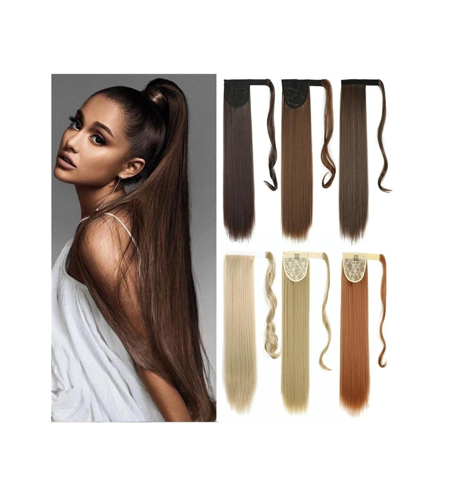 Ponytail Extension 22inches Synthetic Ponytail Hair Extension Clip in Fake Wig Hairpiece Long Straight Wrap Around Pony Tail Extension for Women Ponytail Hairpiece for Women (Color : 4 Size : 56cm 56cm 4 - Buy Online on GoSupps.com