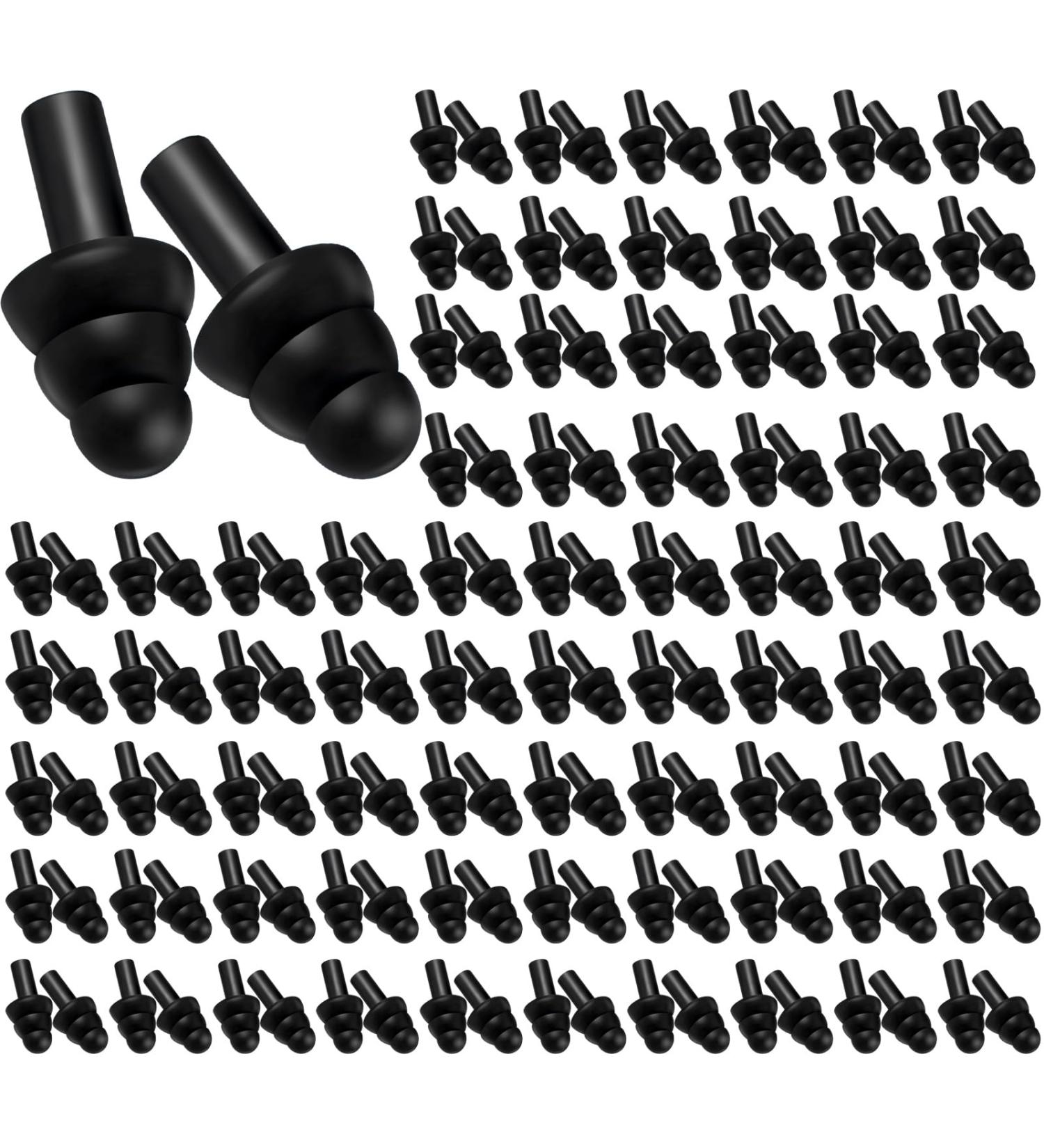 TrelaCo 200 Pairs Silicone Ear Plugs - Soft Reusable Waterproof for Sleeping Swimming and Noise Protection - Ideal for Music Concerts Hunting Shooting and Construction (Black - Buy Online on GoSupps.com