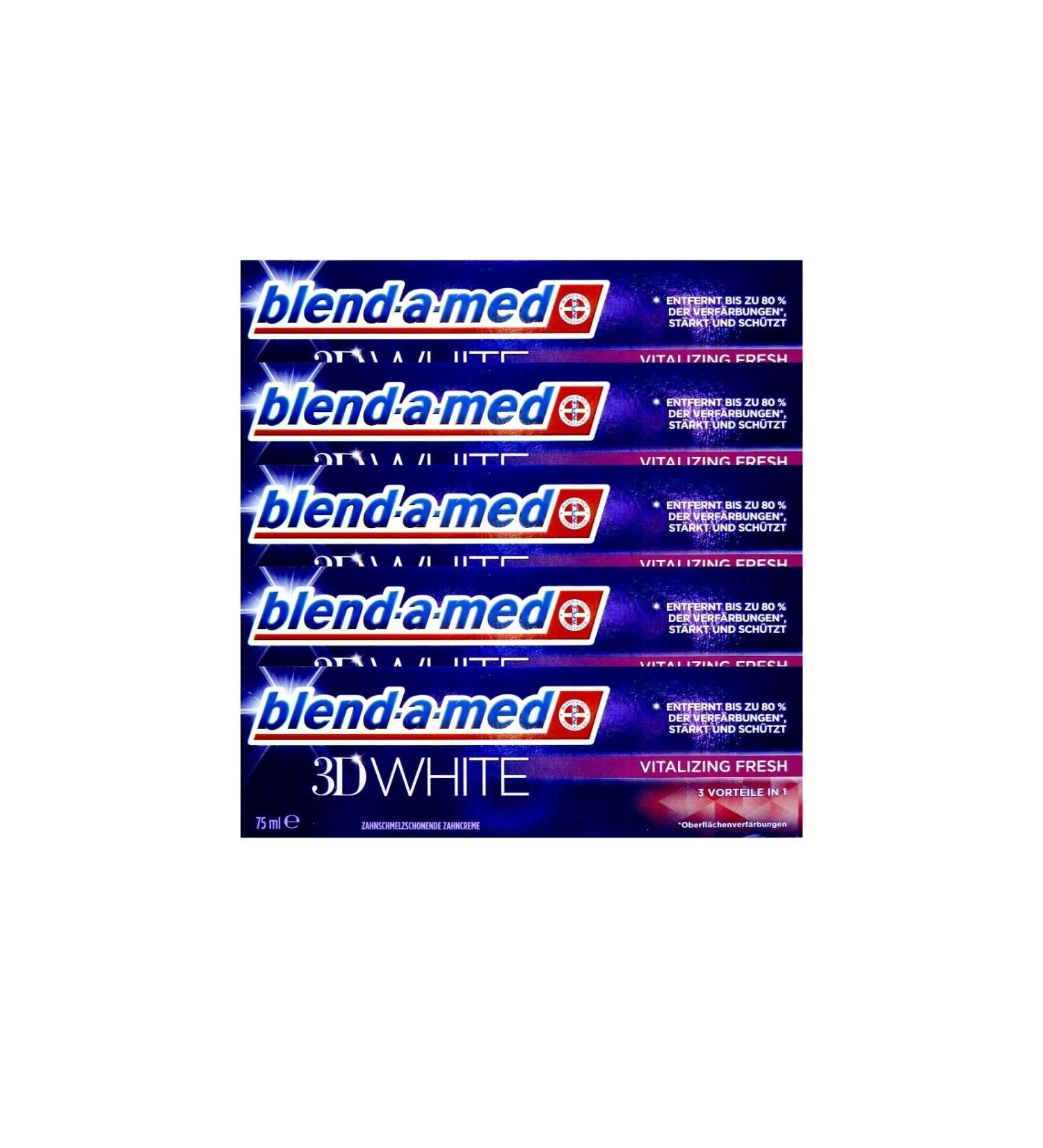 5x Blend-a-med 3D White Vitalizing Fresh 75ml 3in1 gentle on tooth enamel