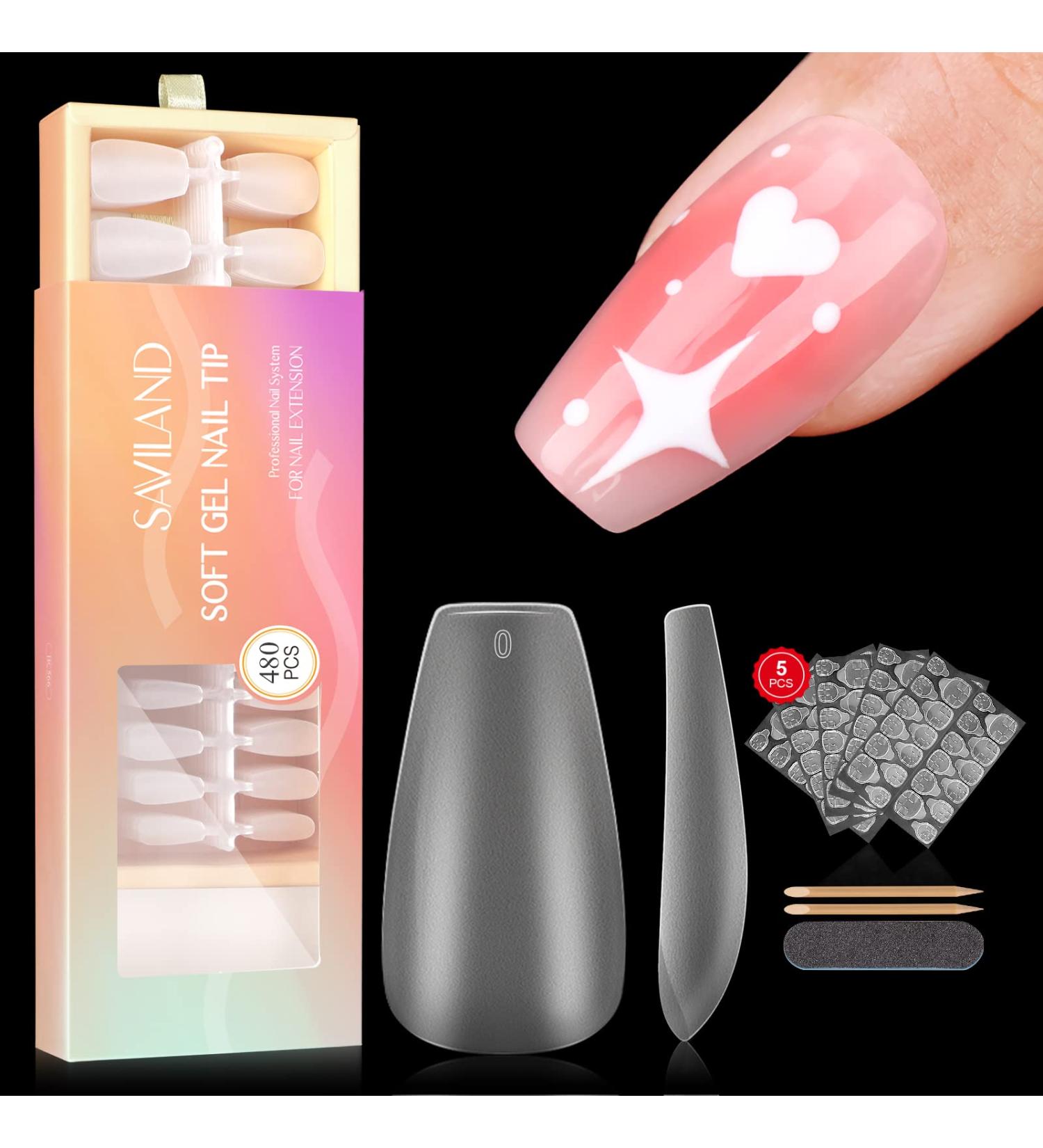 Saviland Soft Nail Gel Tips - 480PCS Short Coffin Full Cover Matte False Nail Tips for DIY Nail Art & Extensions - Perfect Valentine Gift - Buy Online on GoSupps.com
