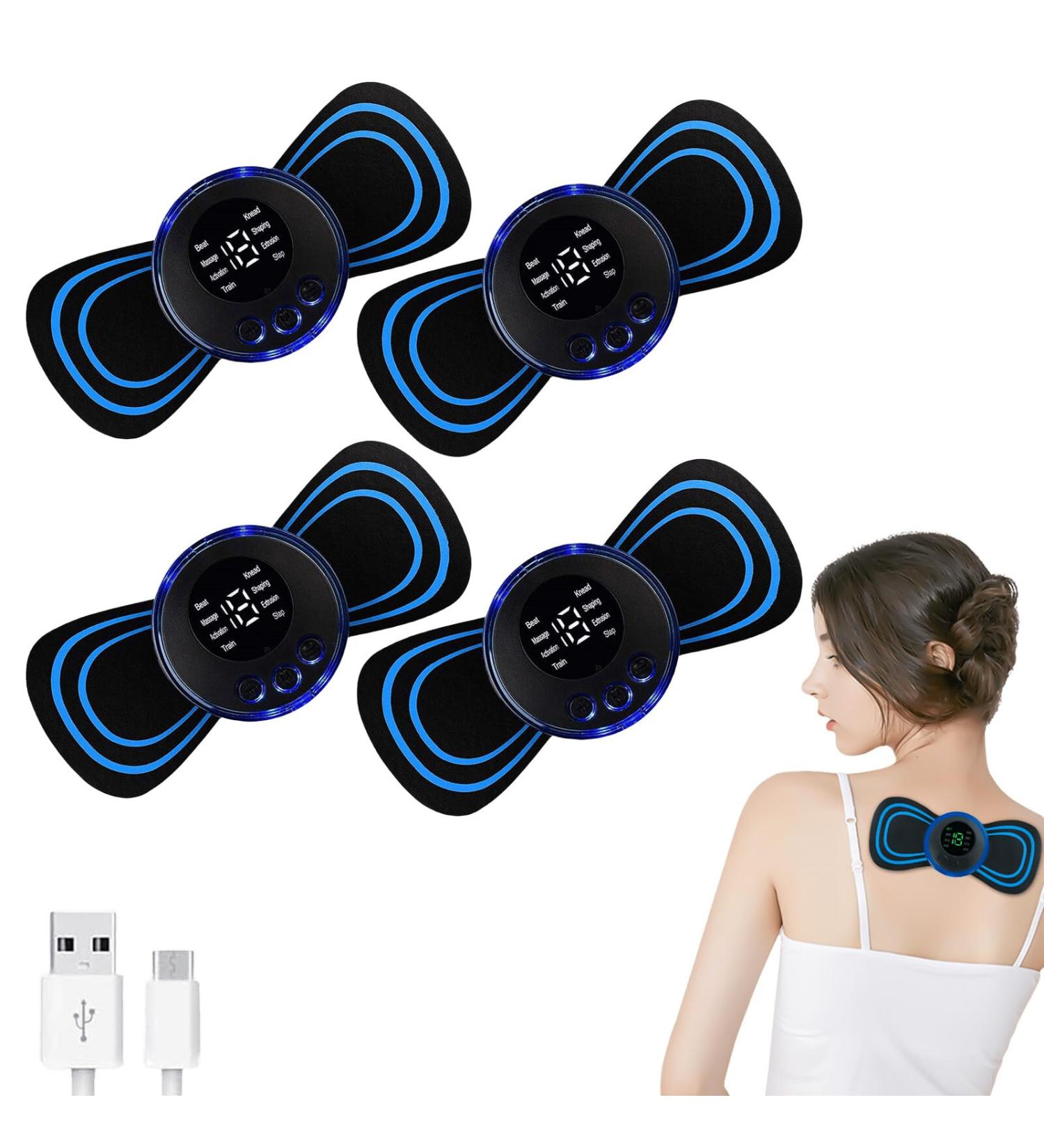 EMS Neck Massager - 4-Piece Wireless Mini Device 8 Modes & 19 Levels for Shoulder & Muscle Pain Relief - Buy Online on GoSupps.com
