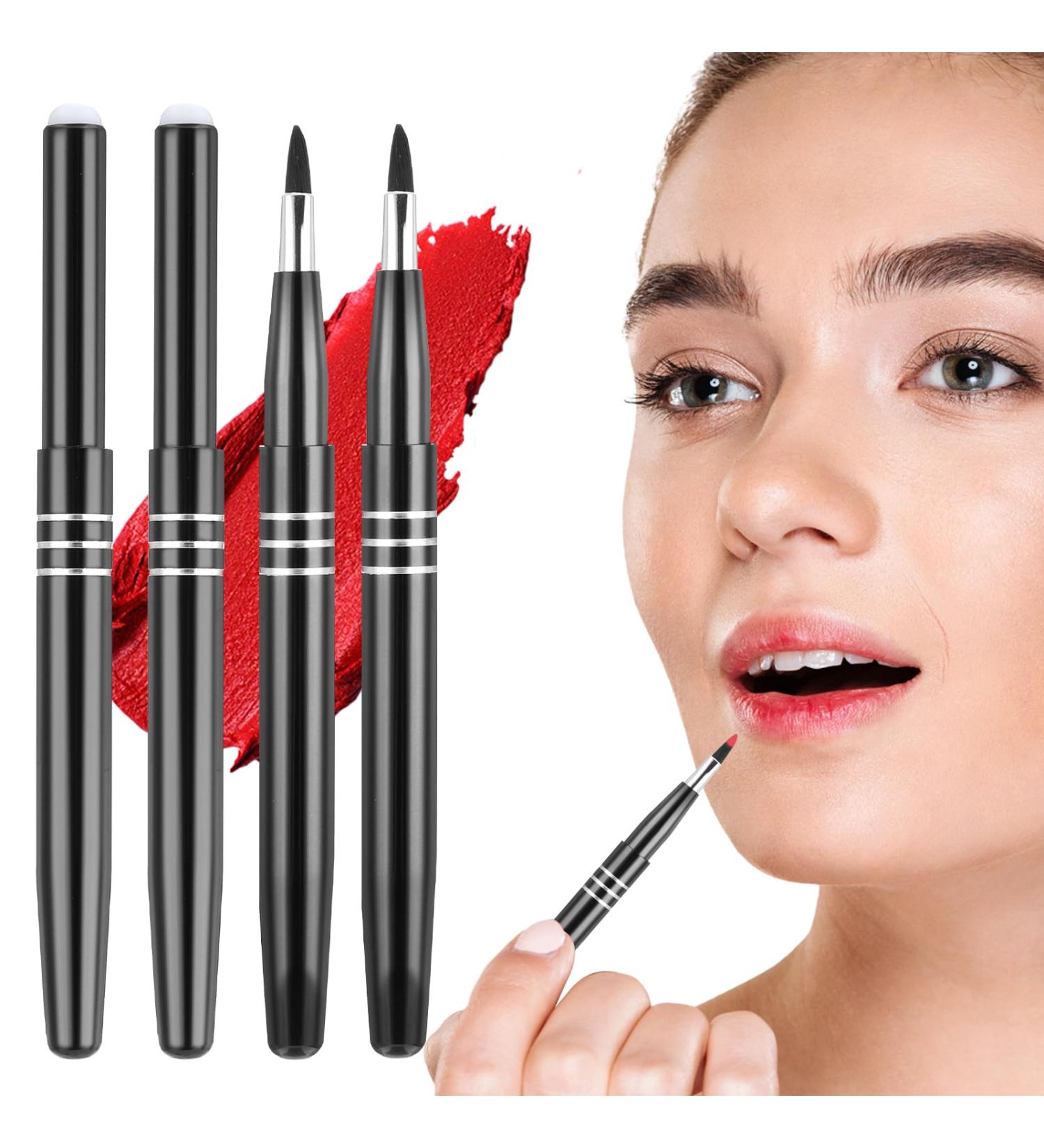 Travel Lip Brush Set - 4 Retractable Lip Liner & Lipstick Applicators for Women | Professional Makeup Tools - Buy Online on GoSupps.com