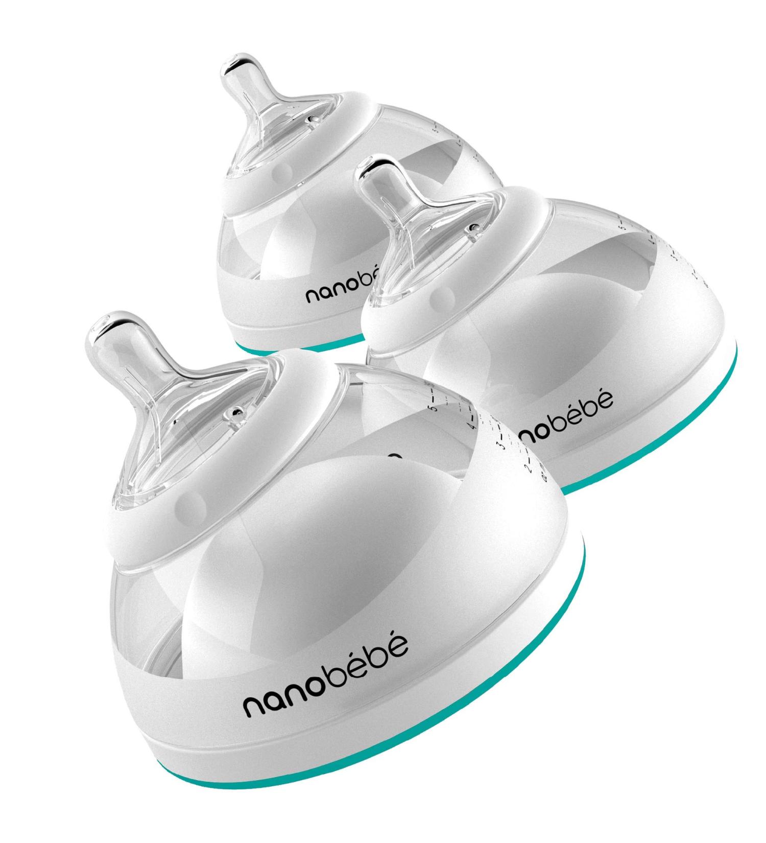 Nanobebe Breastmilk Baby Bottle - Award Winning Innovation for Breastfed Babies | Anti Colic, Perfect Latch, Preserves Breast Milk Nutrients | 3-Pack Teal Stage 1 - Buy Online on GoSupps.com