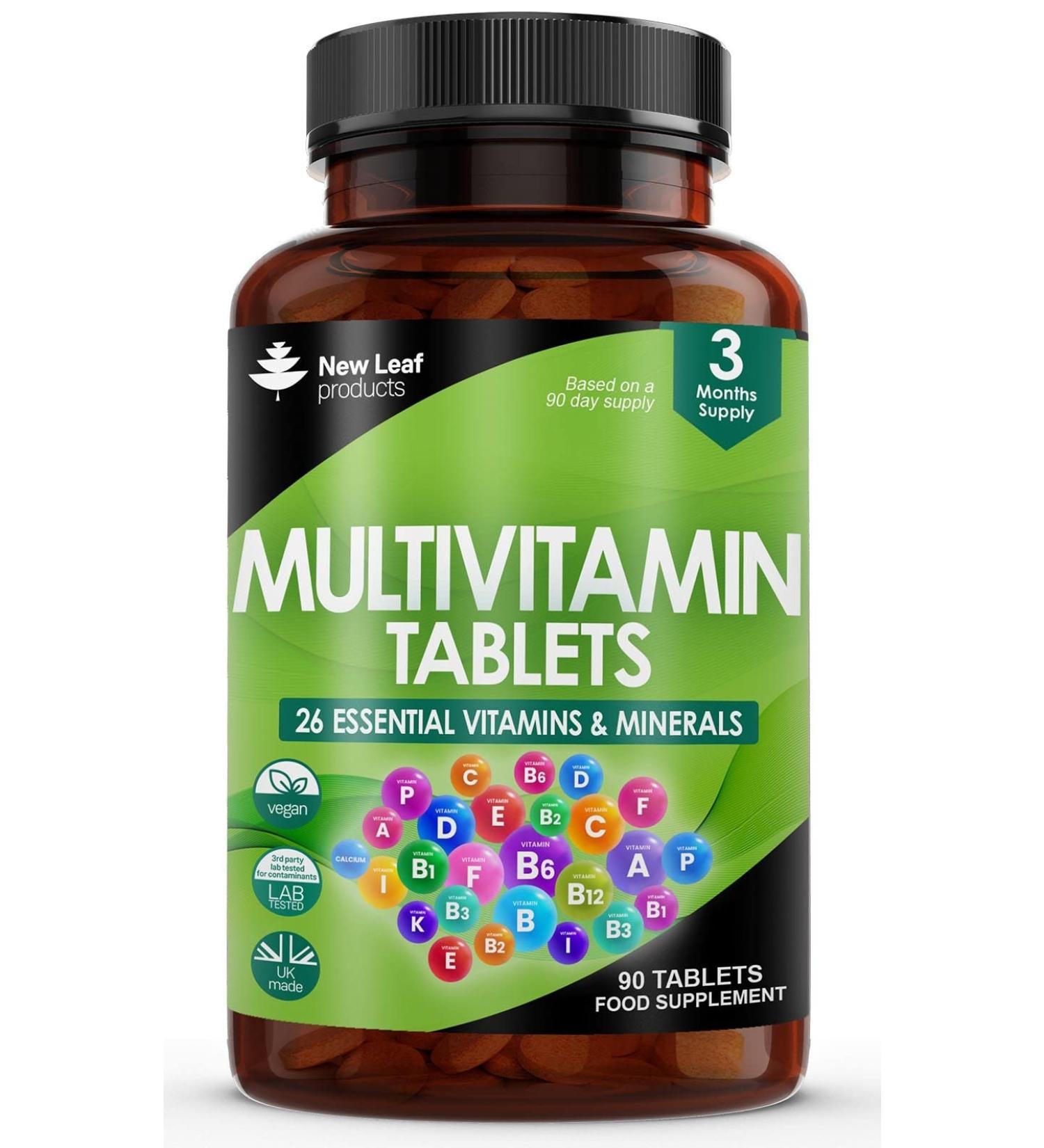 High Strength Vegan Multivitamin & Minerals with Iron - 26 Essential Active Tablets for Men & Women | A-Z Complete Daily Vitamins | Gluten & GMO Free | 3 Month Supply | UK Made - Buy Online on GoSupps.com