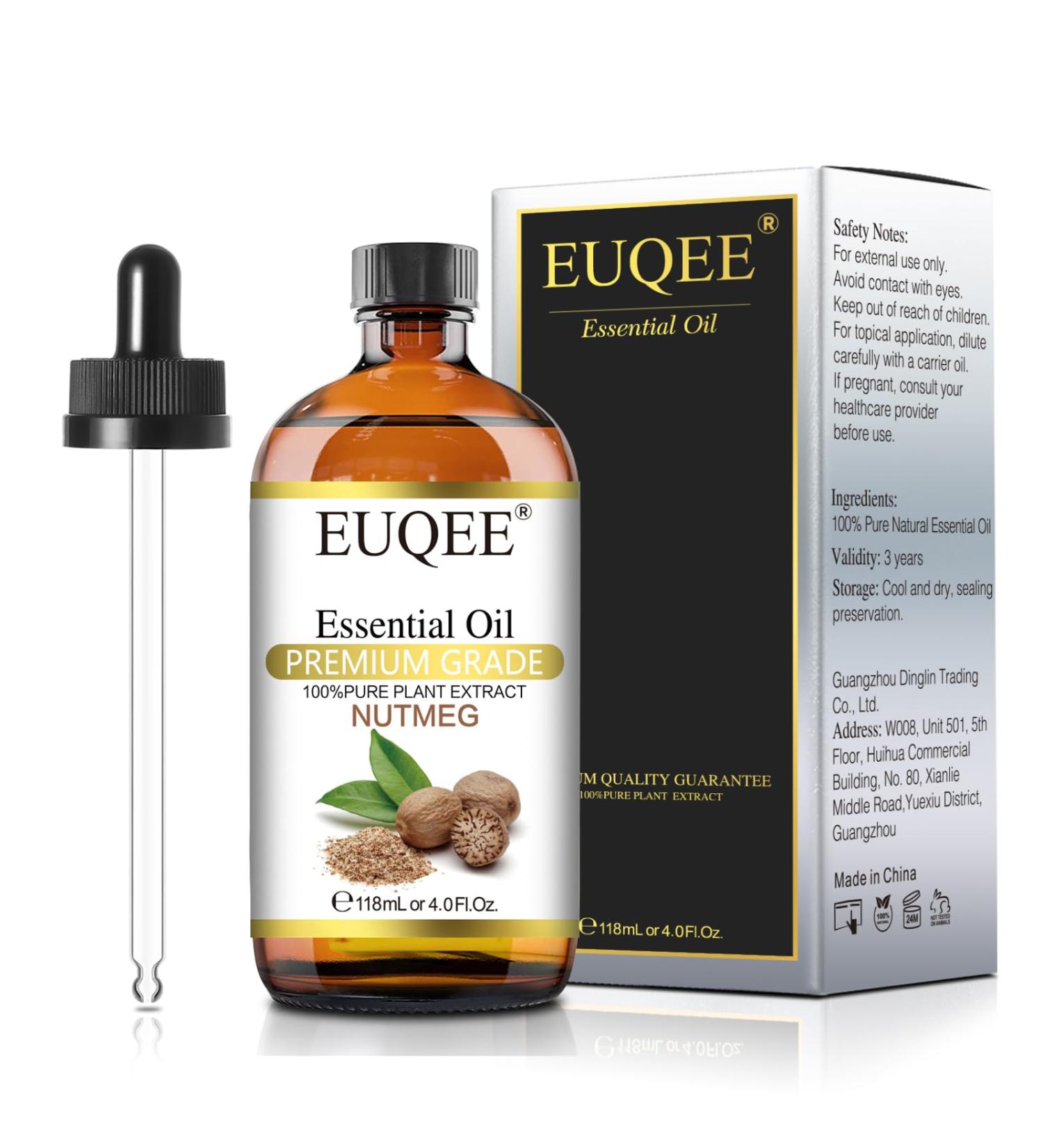 Pure Natural Nutmeg Essential Oil - 118ml for Aromatherapy & Diffusers | Relaxing Home Fragrance - EUQEE - Buy Online on GoSupps.com