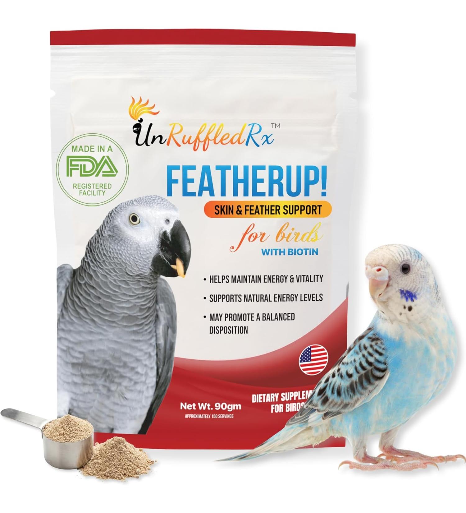 UnRuffledRx FeatherUp! Bird Multivitamin with Biotin - 90 gm - 240 Servings - Buy Online on GoSupps.com