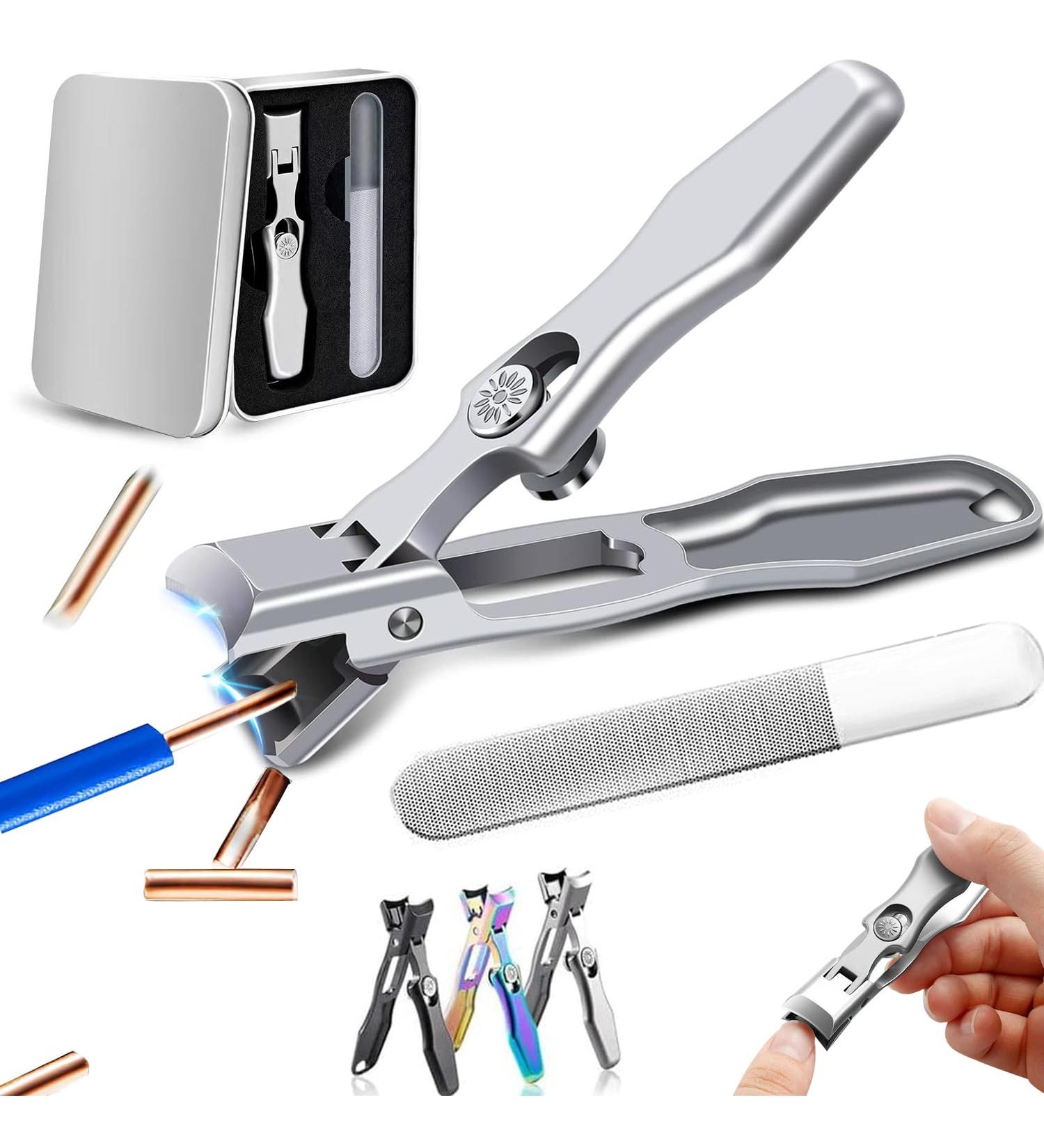 2024 German Nail Clippers for Men | Ultra Sharp Stainless Steel Set for Thick Nails | Luxurious Nail Clippers with File for Seniors - Silver - Buy Online on GoSupps.com