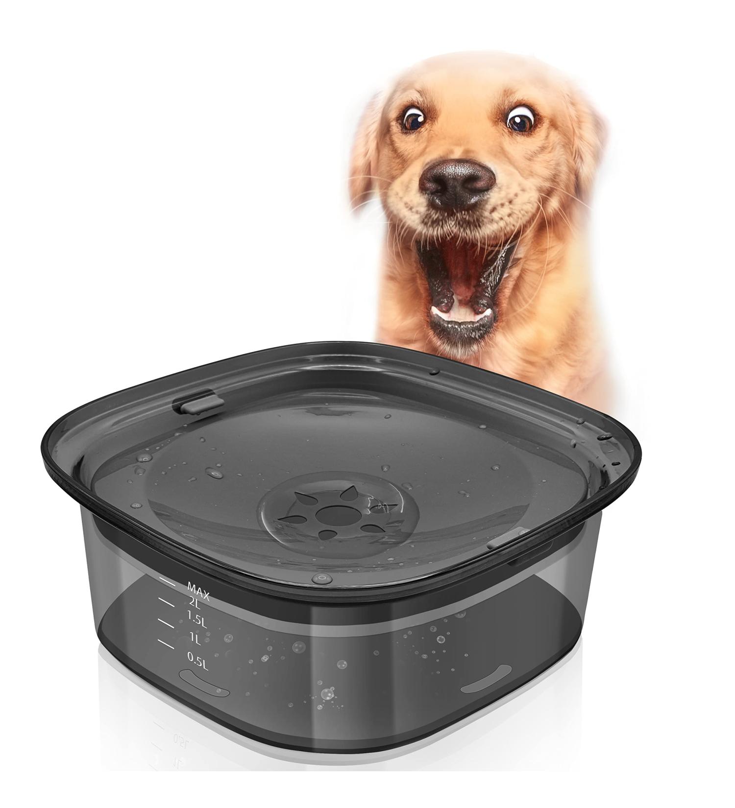 DECYAM Non Spill Dog Water Bowl Slow Water Feeder for Dogs 2L / 70 oz Large Capacity Pet Water Dish for Dogs Brown - Buy Online on GoSupps.com