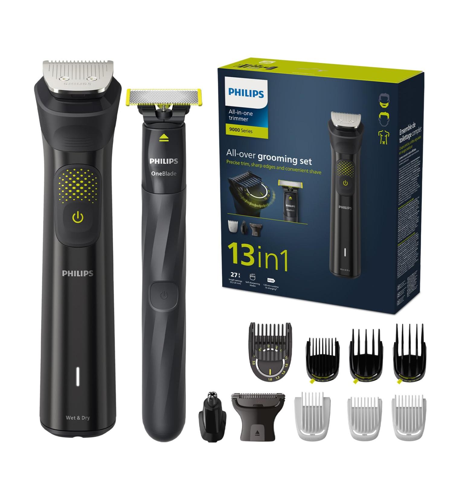 Philips Series 9000 13-in-1 Trimmer + OneBlade Grooming Set | MG9530/15 | 27 Length Settings | USB-A | Precise Trim & Shave - Buy Online on GoSupps.com