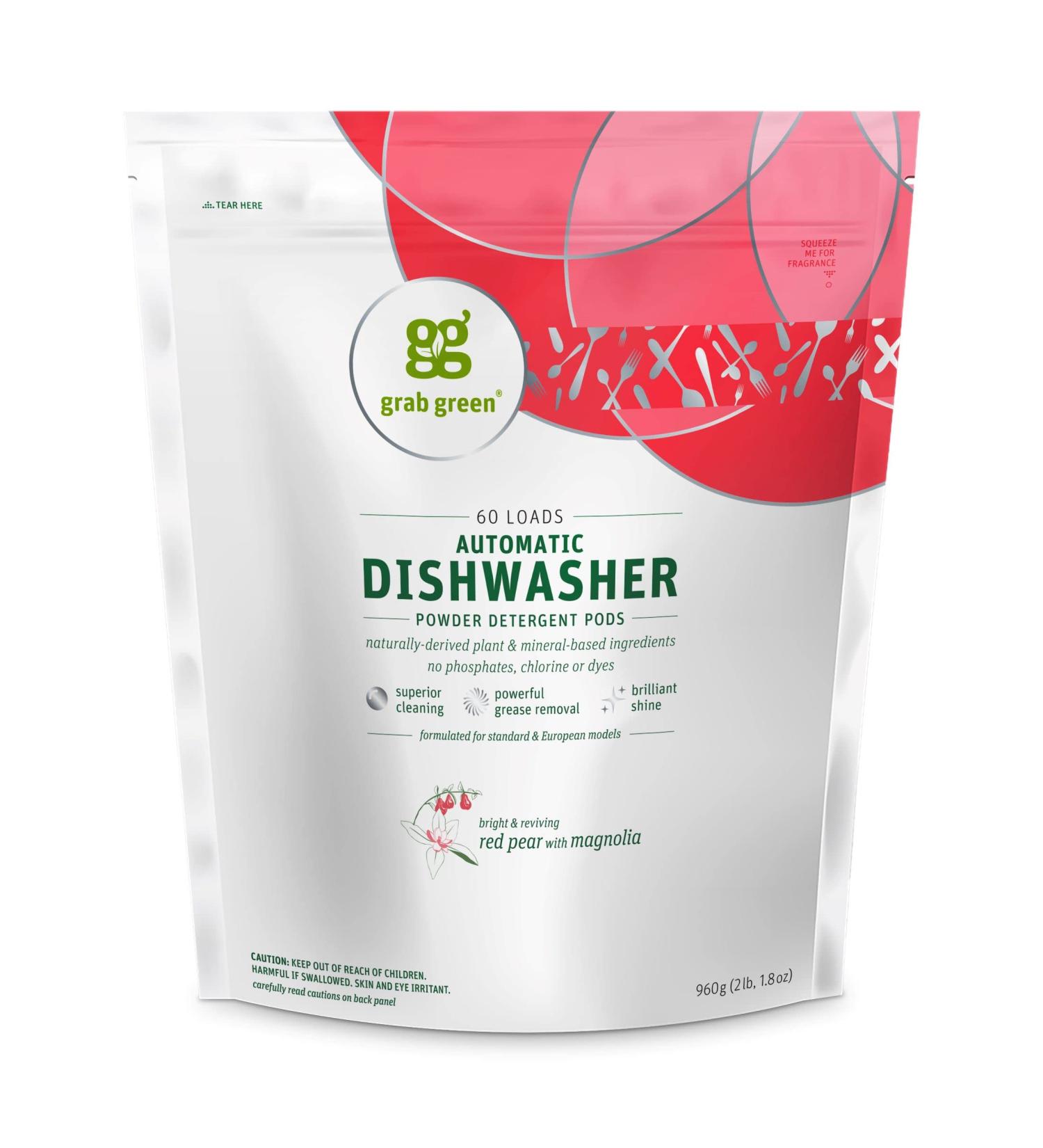 Grab Green Automatic Dishwashing Pods - Red Pear & Magnolia, 60 Loads, Eco-Friendly 2 lbs 4 oz - Buy Online on GoSupps.com