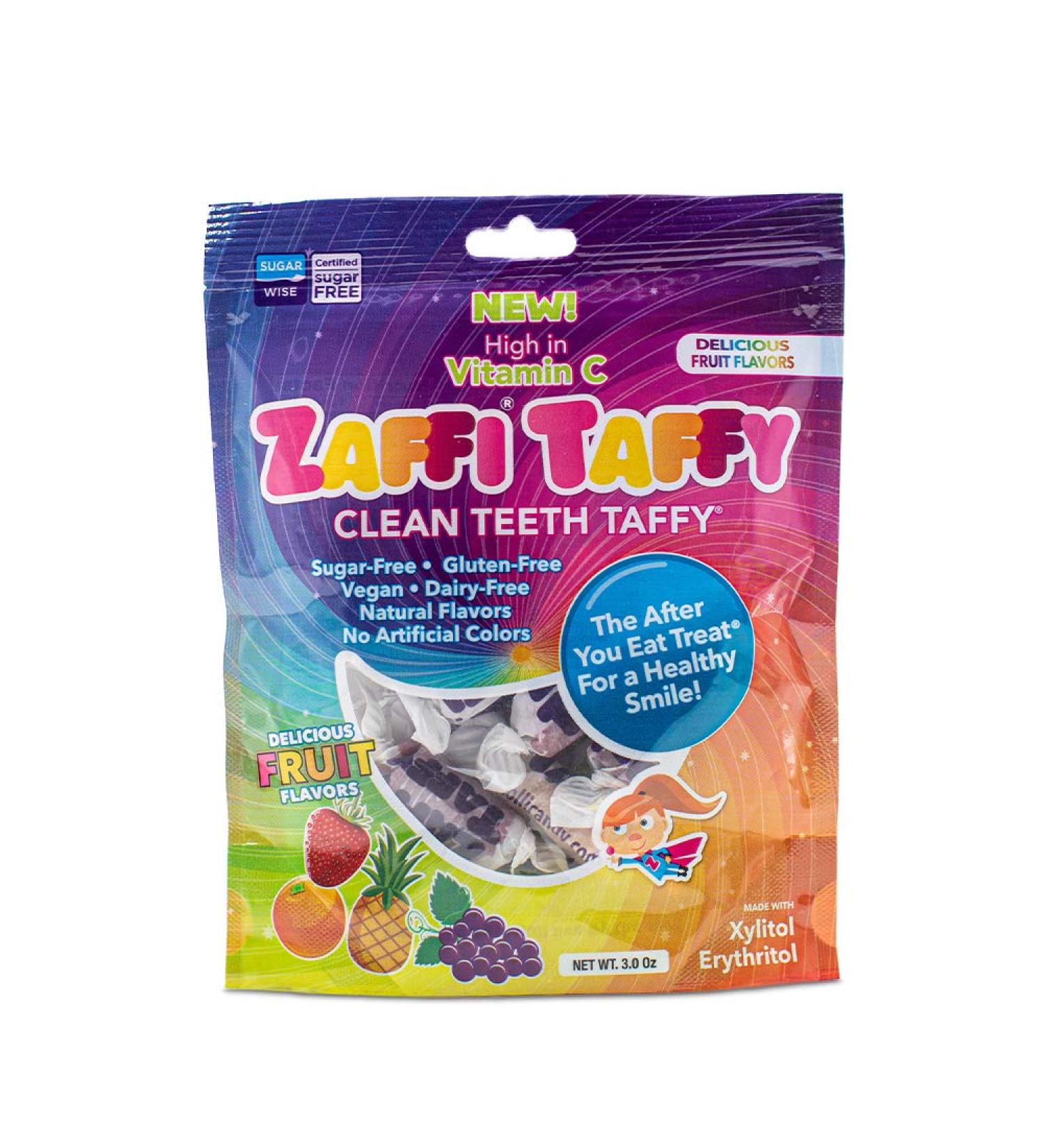 Zollipops Zaffi Taffy Clean Teeth Taffy Delicious Fruit Flavors 3.0 oz - Buy Online on GoSupps.com