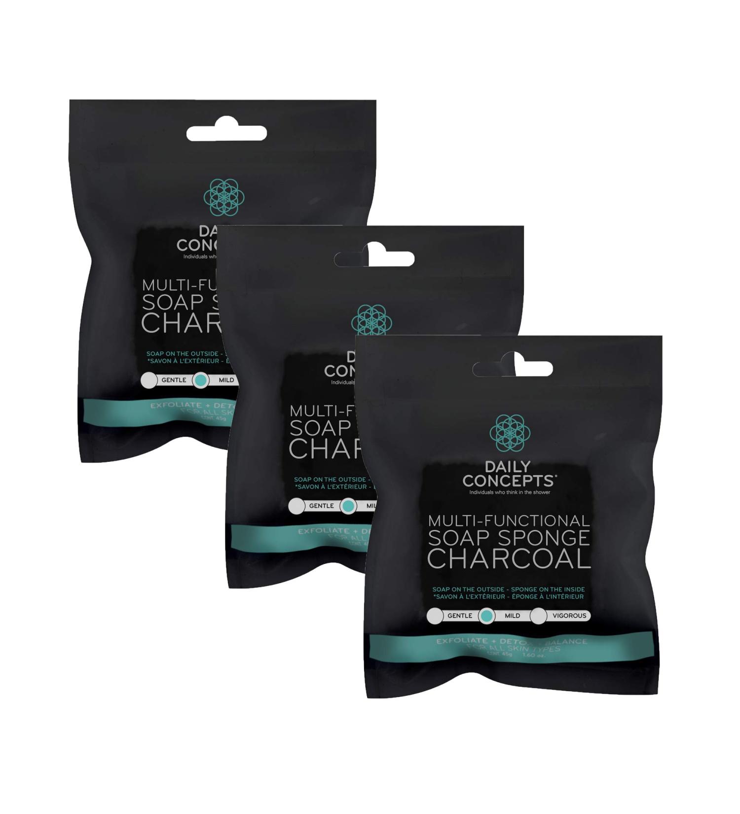 Charcoal Soap Sponge Set - Multi-Functional - Pack of 3 - Buy Online on GoSupps.com