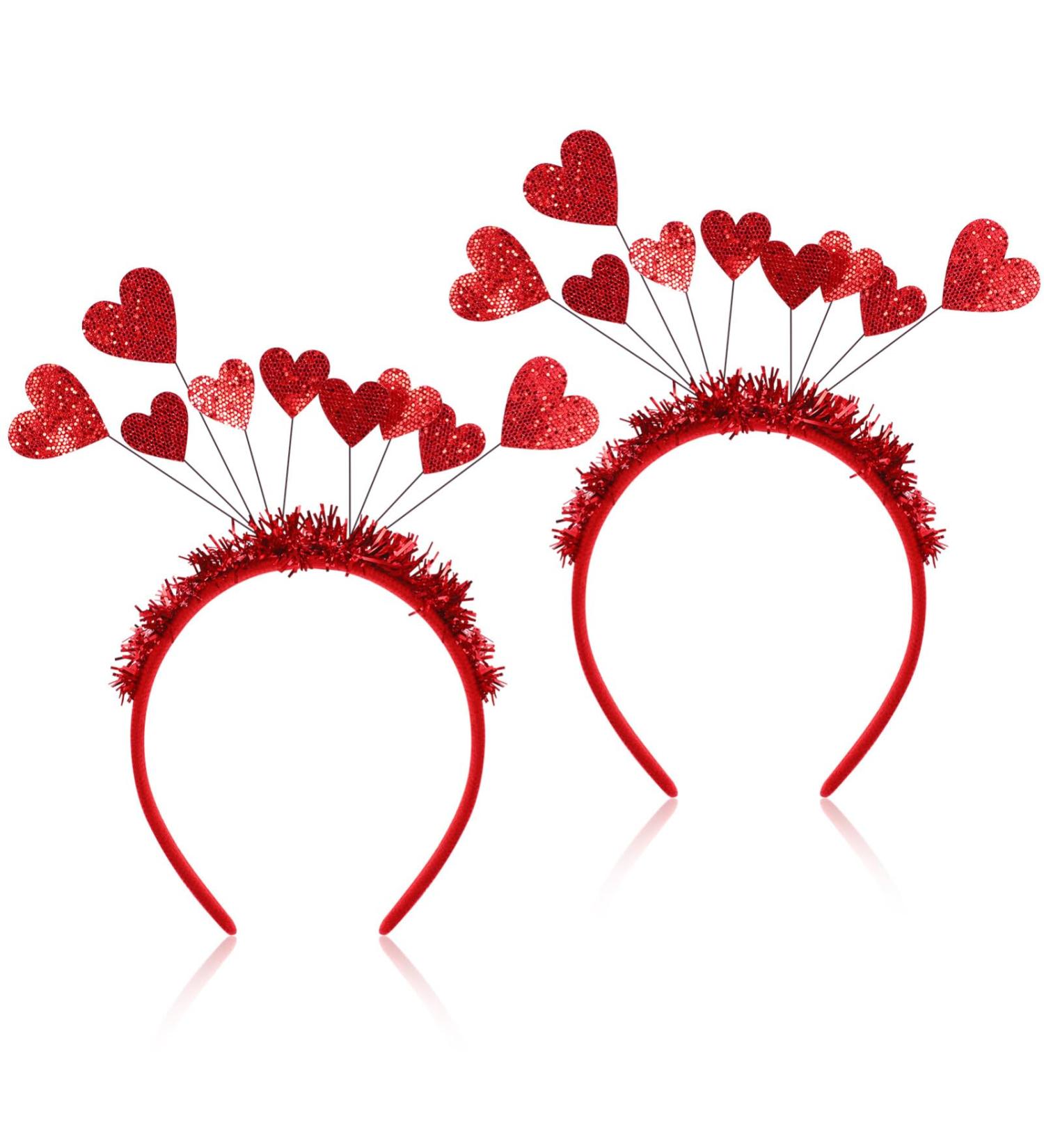 Minkissy 2 Pieces Heart Hair Tillettes - Valentine's Day Headband for Women & Girls | Perfect for New Year & Christmas Photo Props - Buy Online on GoSupps.com