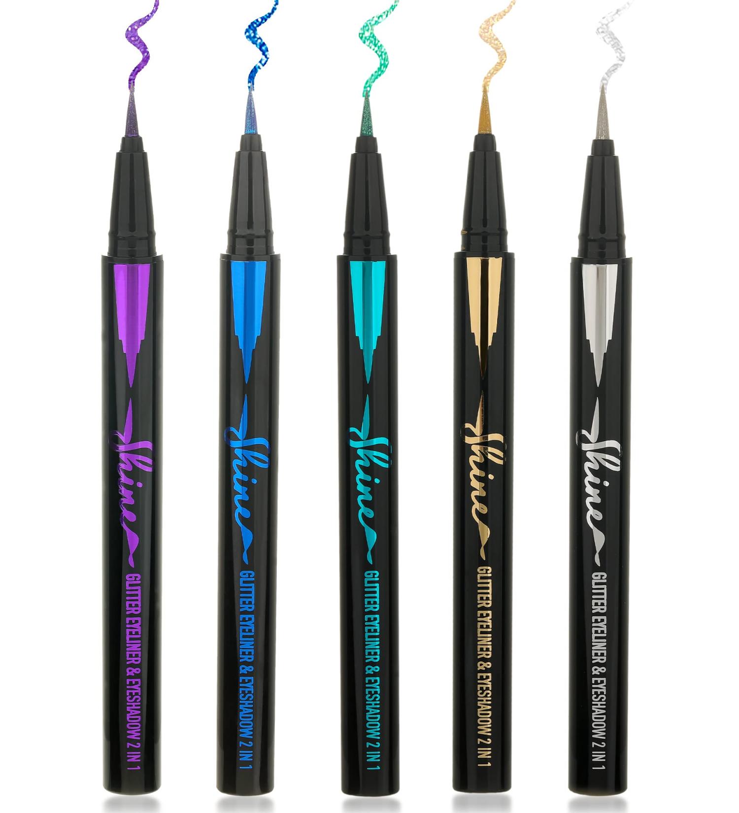 Glitter Eyeliner Liquid Liner Kit - 5 Metallic Colors - Long Lasting & Waterproof - Buy Online on GoSupps.com